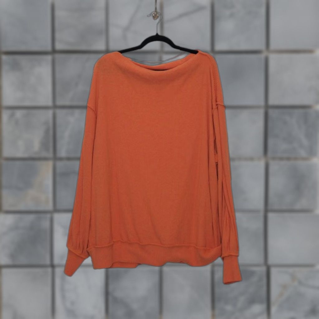Vintage We the Free Orange Oversized Boho Long Sleeve Sweater Sweatshirt Large Womens Size L / US 10 / IT 46 - 1 Thumbnail