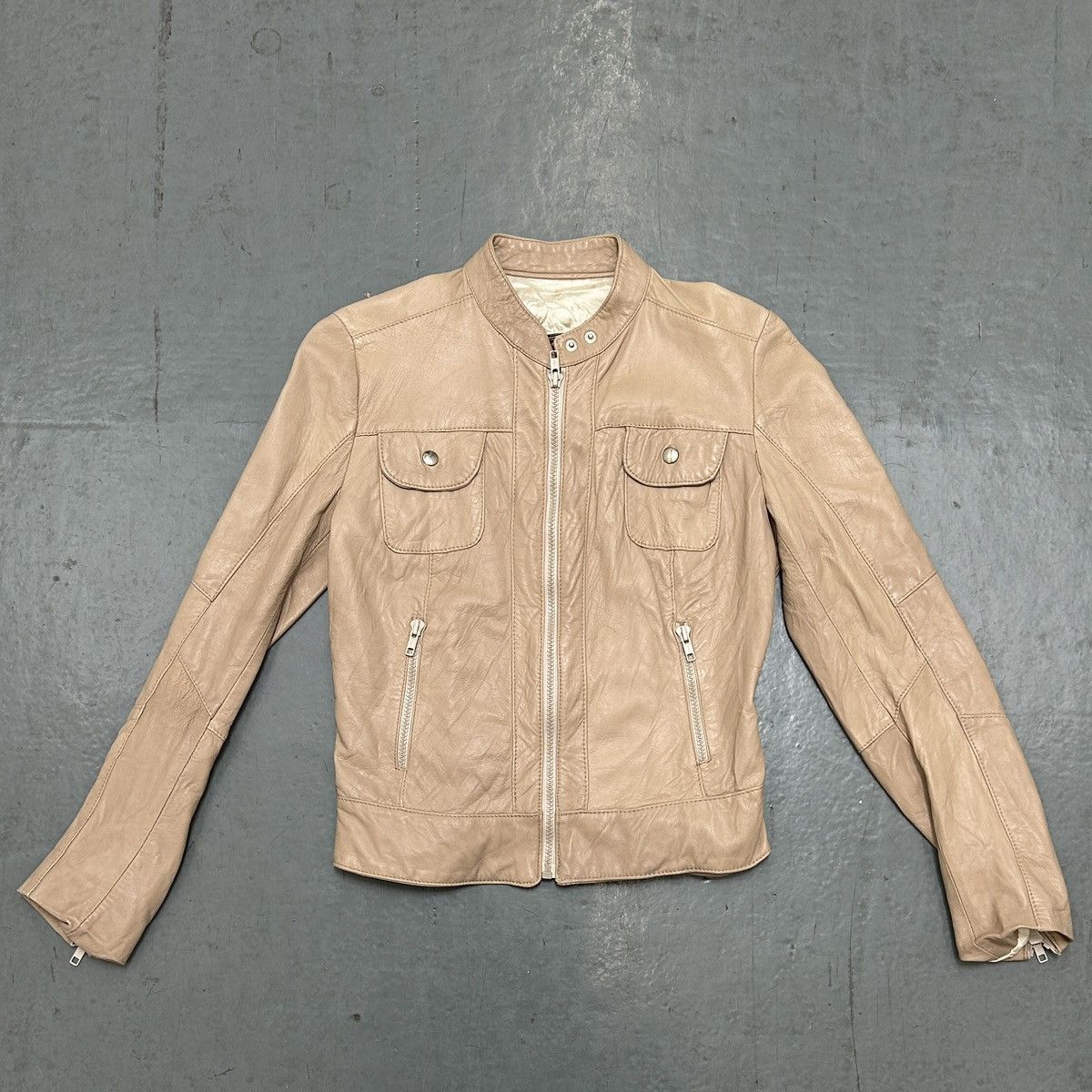Vintage Peruzzi Firenze Beige Leather Jacket – Made in Italy Size S / US 4 / IT 40 - 1 Thumbnail