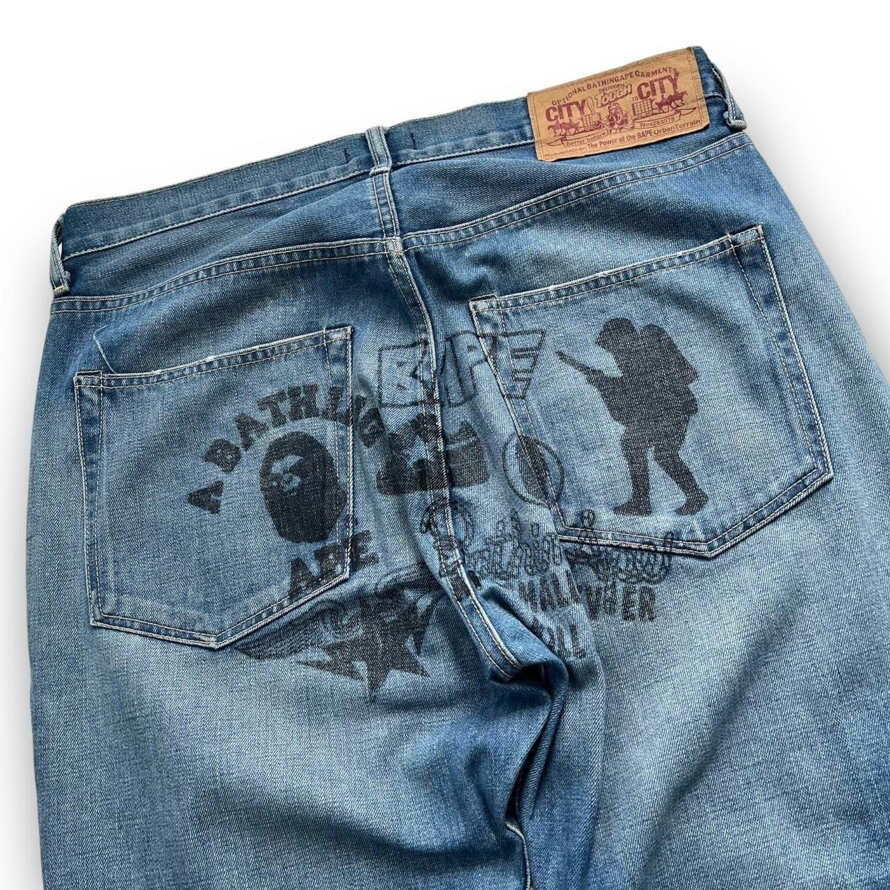 Bape BAPE Men's Blue and Black Jeans Size US 35 - 2 Thumbnail