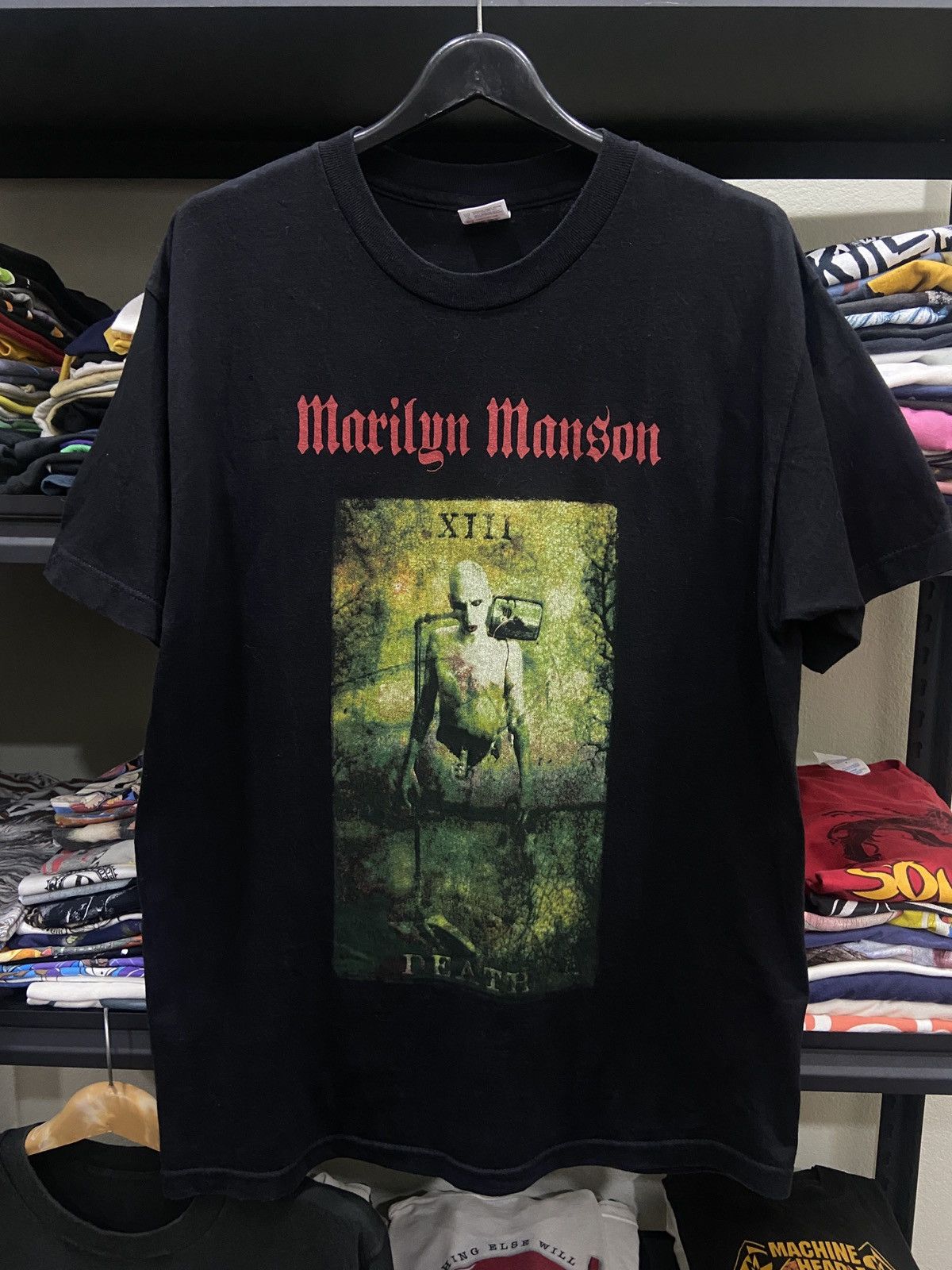 Band Tees × Vintage Vintage 90s 00s MARILYN MANSON Giant Industrial Tour TShirt Size US L / EU 52-54 / 3 - 1 Thumbnail