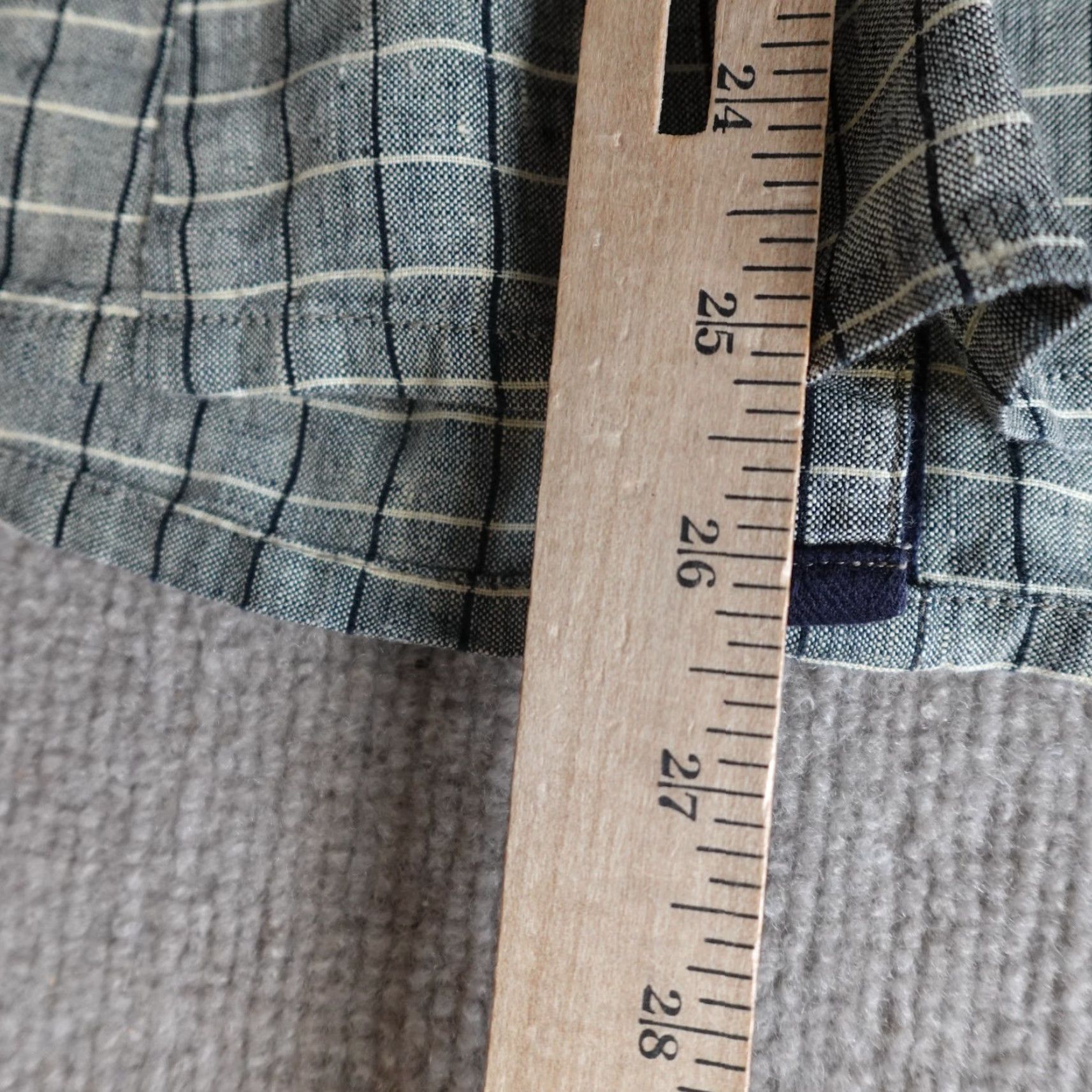 FLAX FLAX Womens Top L Gray Plaid 100% Linen Back Pockets Collarless Snap Shirt Size L / US 10 / IT 46 - 6 Thumbnail