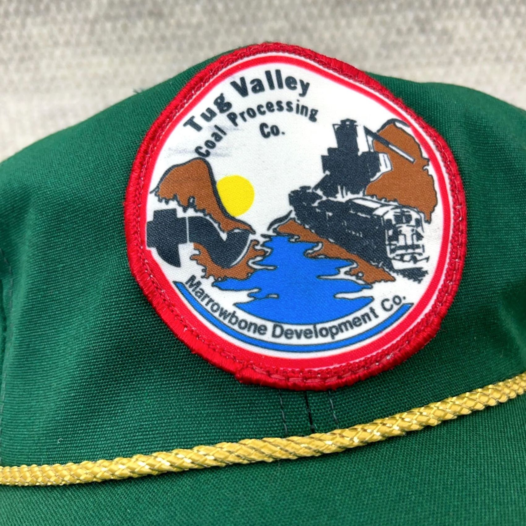 Vintage VINTAGE Tug Valley Coal Hat Cap Trucker Rope Patch Made In USA Mining Green Twill Adjustable Back Strap Back Hat Mens Cap Size ONE SIZE - 2 Thumbnail