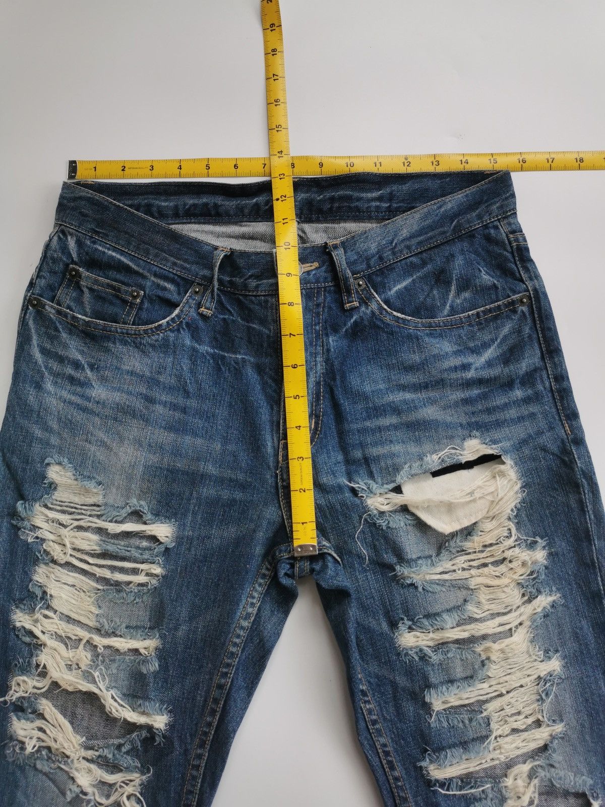 PPFM Thrashed PPFM Boro Distressed Denim Jeans Size US 31 - 14 Thumbnail