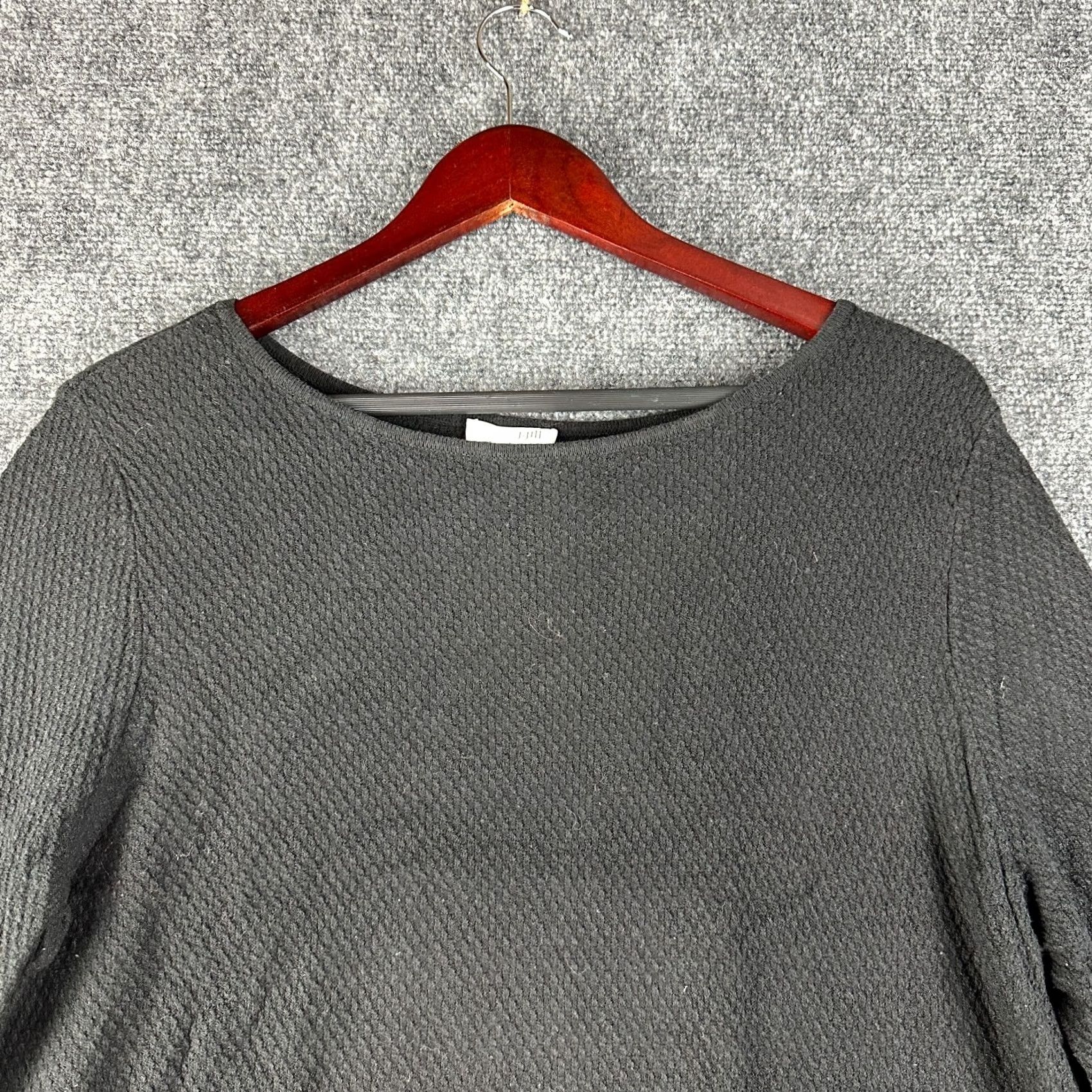 J. Jill J. Jill Sweater Pullover Knit Long Sleeve Round Neck Split Hem Black Cotton Blend Women Large Petite Size L / US 10 / IT 46 - 3 Thumbnail