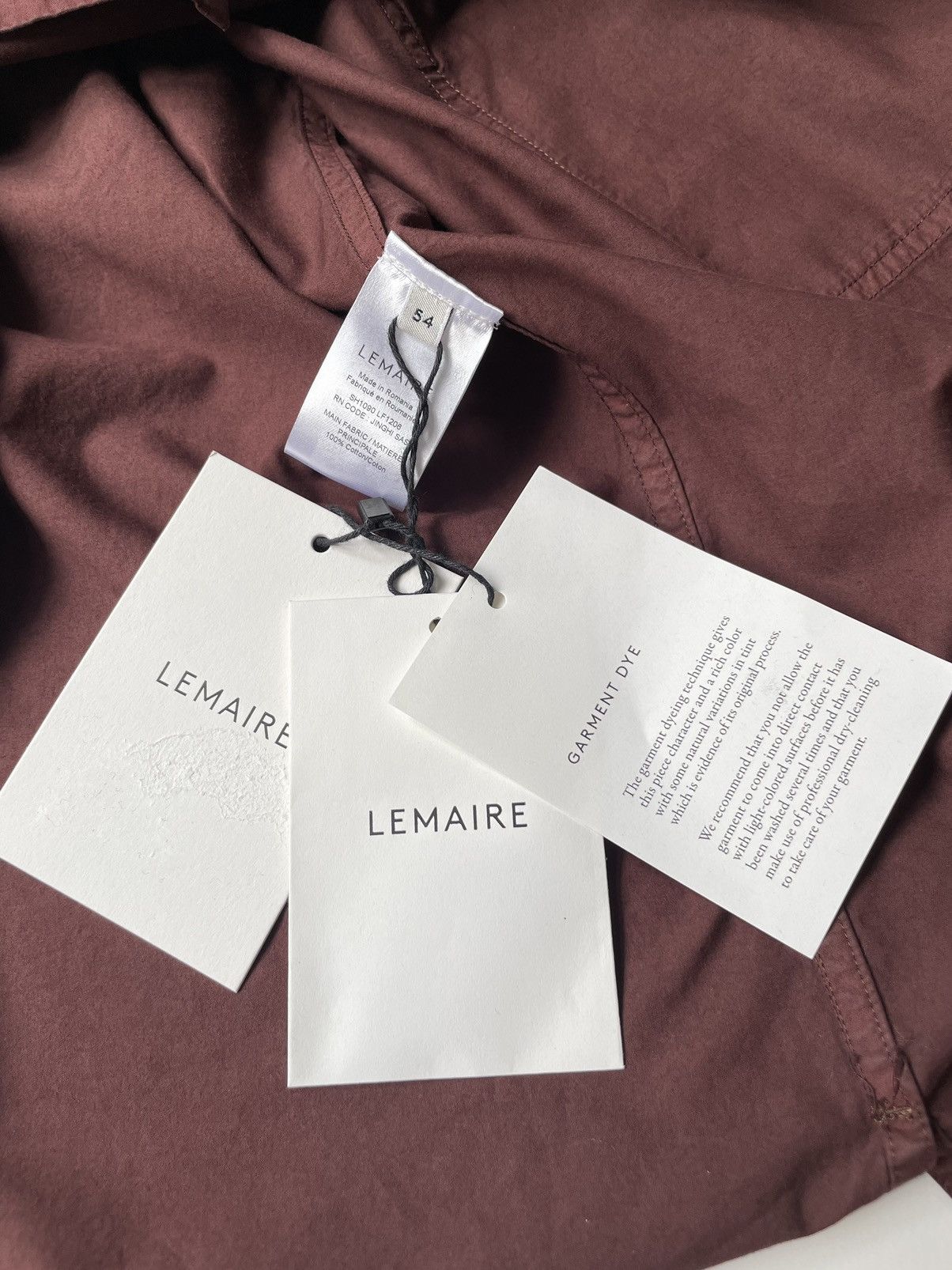 Lemaire Wine Cotton ‘Pyjama’ Over Shirt Size US L / EU 52-54 / 3 - 10 Thumbnail