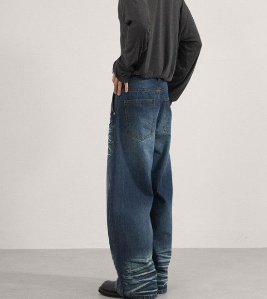 Japanese Brand American loose men's whisker loose-fitting curved jeans Size US 32 / EU 48 - 5 Thumbnail