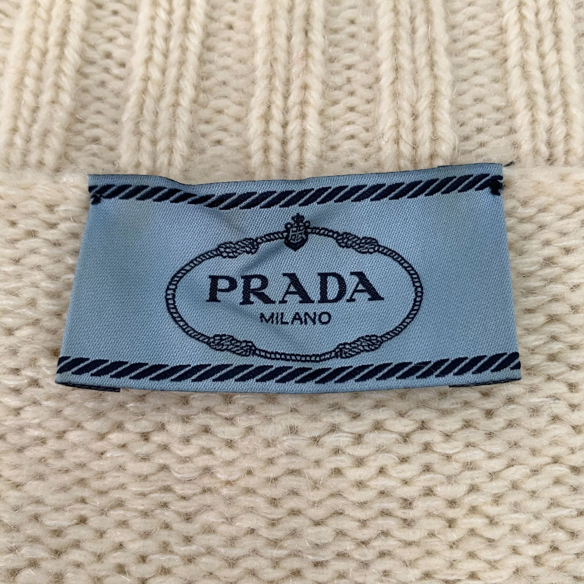 Prada H11998 Prada Womens V-Neck Knit Beige Sweater Size XS / US 0-2 / IT 36-38 - 5 Thumbnail