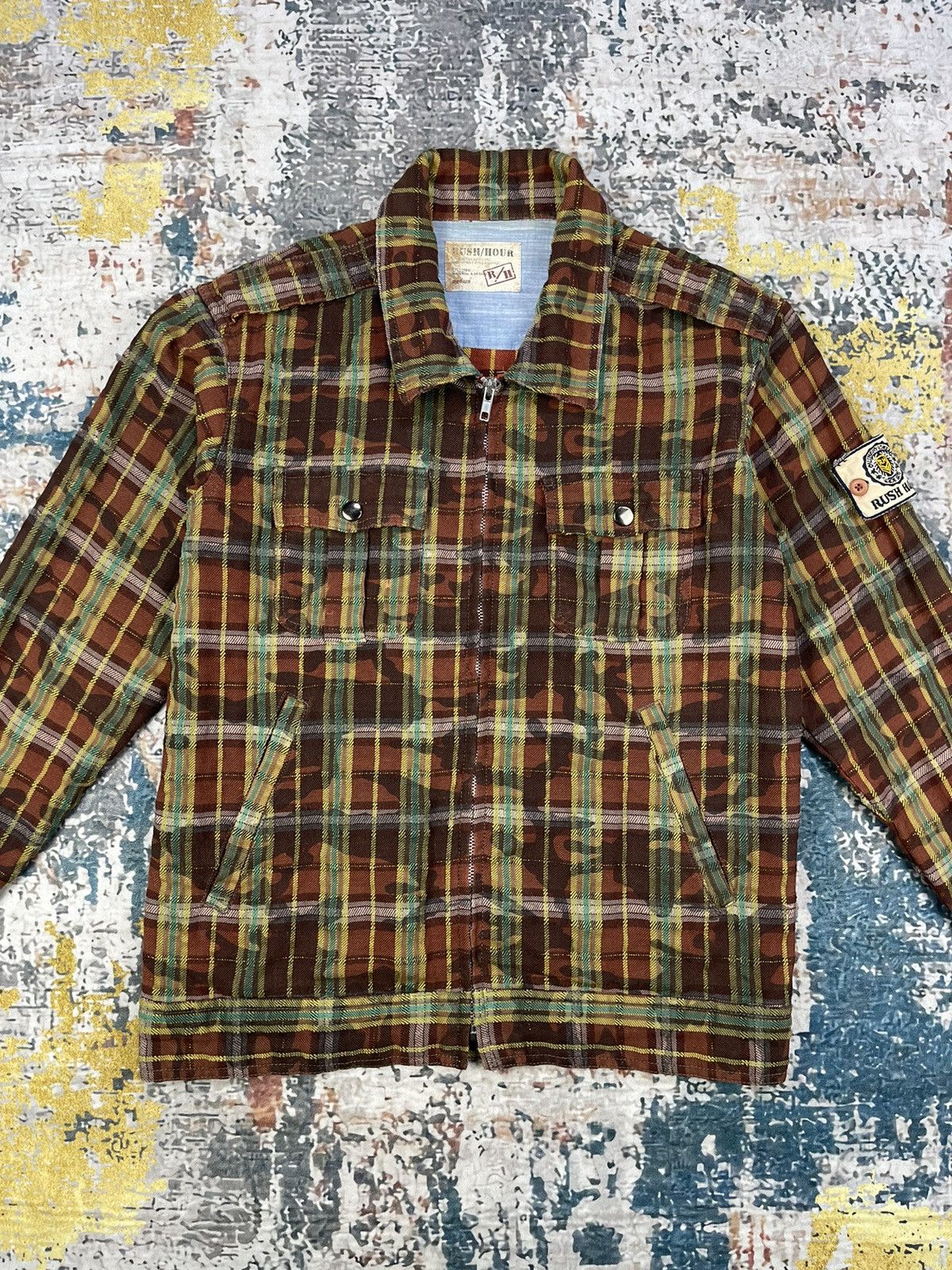 Japanese Brand Rush Hour Plaid Gold Thread Camo Print Shirt Jackets Size US M / EU 48-50 / 2 - 2 Thumbnail