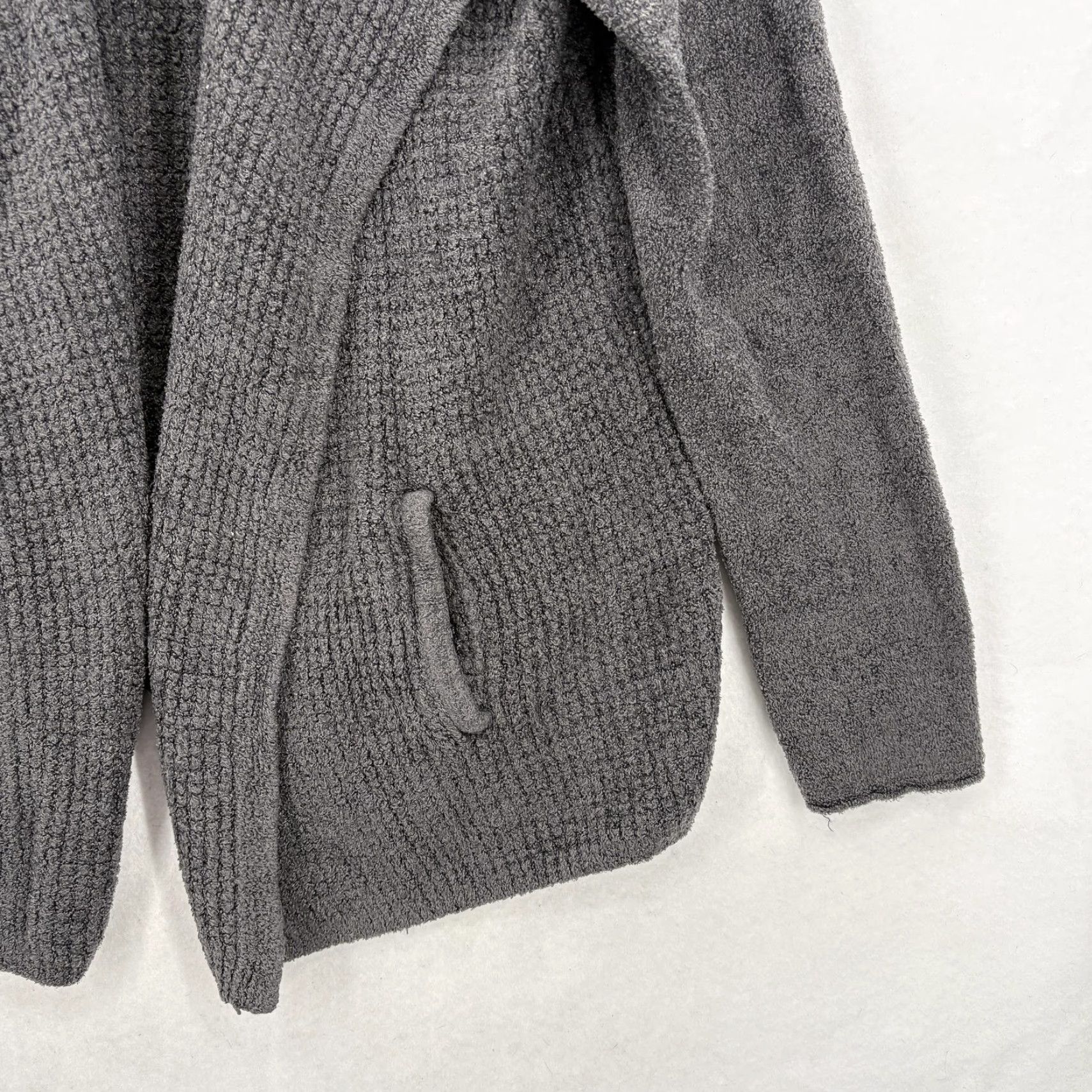 Vintage Barefoot Dreams Cardigan Womens Large Gray Cozychic Lite Open Pockets Knit Lightweight Size L / US 10 / IT 46 - 3 Thumbnail