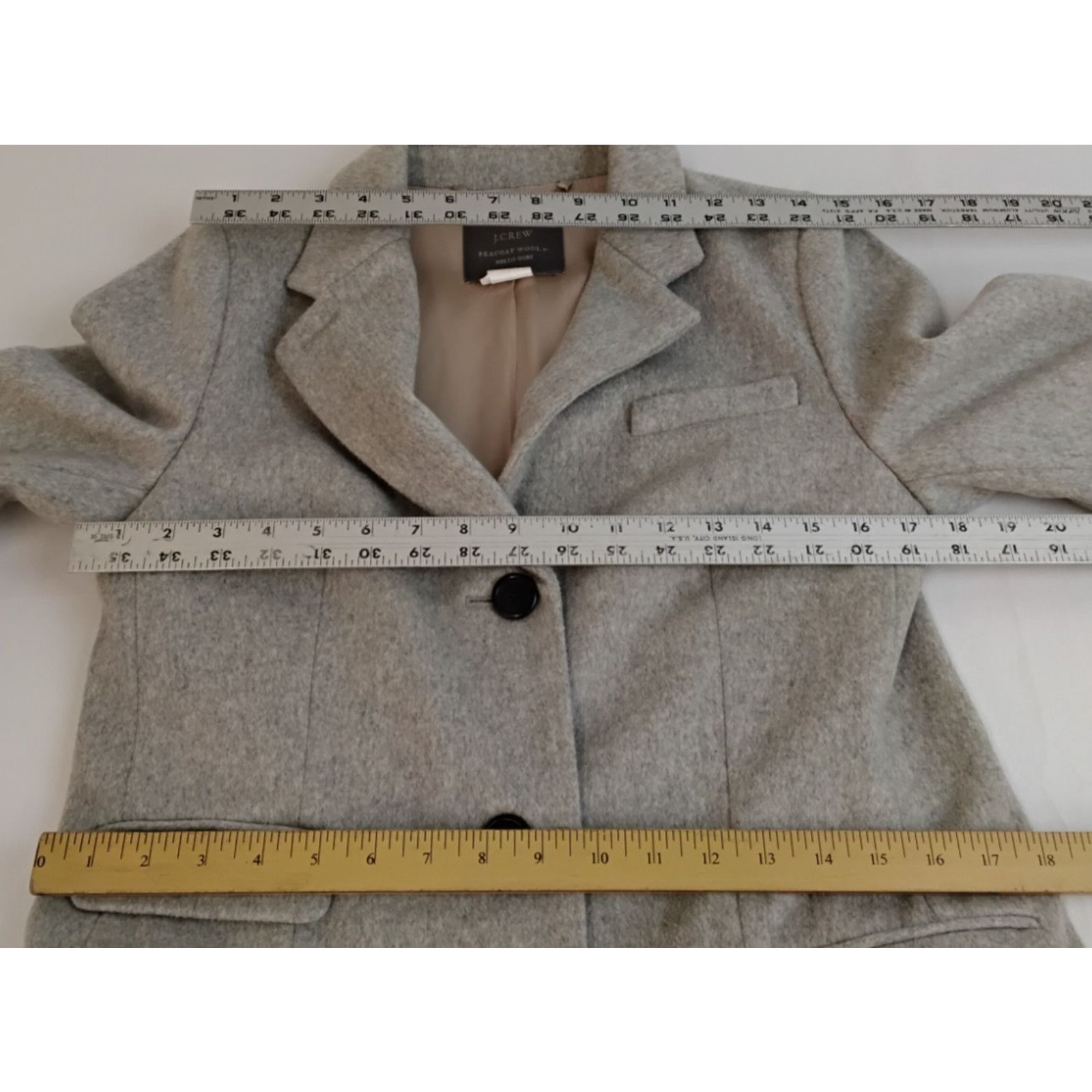J.Crew J. Crew Wool Pea Coat By Nello Gori Women's 6 Gray Wool Size M / US 6-8 / IT 42-44 - 17 Thumbnail