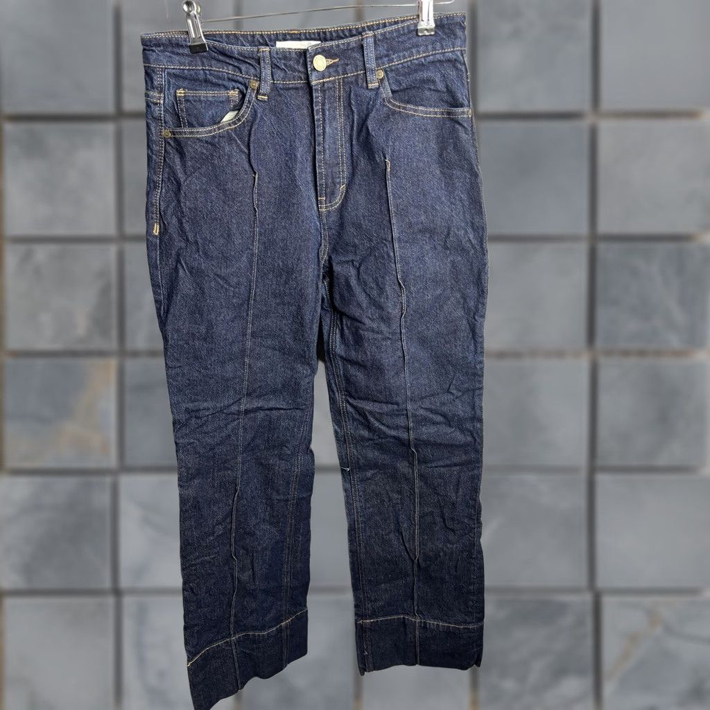 Vintage Habitual Jeans Womens 8 Dark Wash Seamed Straight Leg Cropped Hem Denim Zip Pockets 5-Pocket Womens Mens Girls 90s? Size 30" / US 8 / IT 44 - 1 Thumbnail
