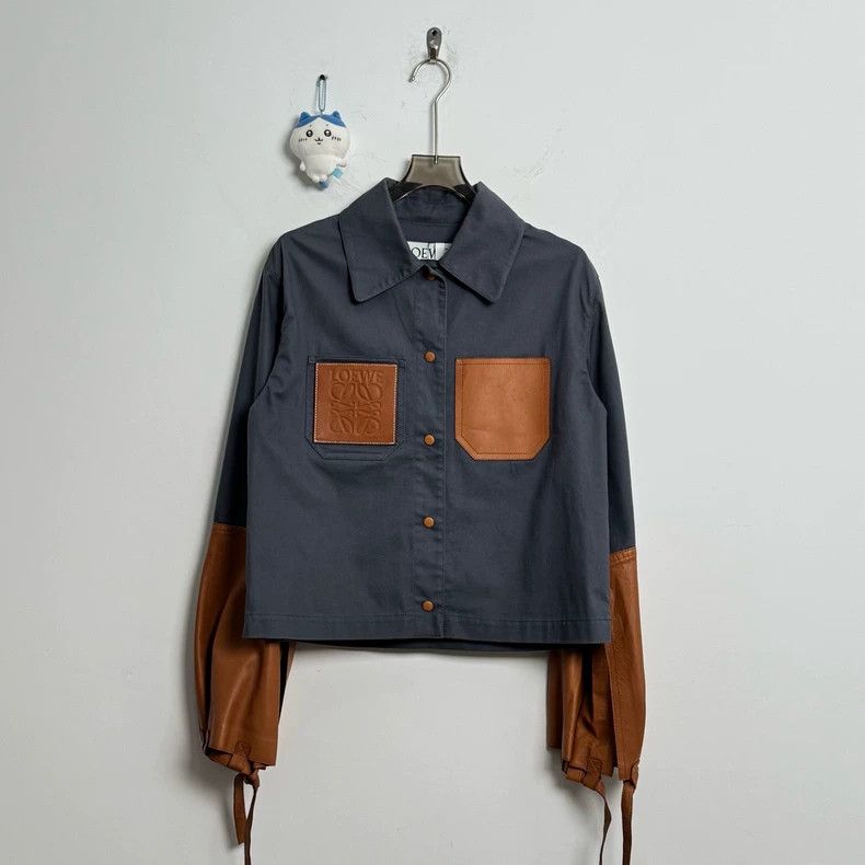 Loewe LOEWE Leather big logo jacket coat Size M / US 6-8 / IT 42-44 - 1 Thumbnail