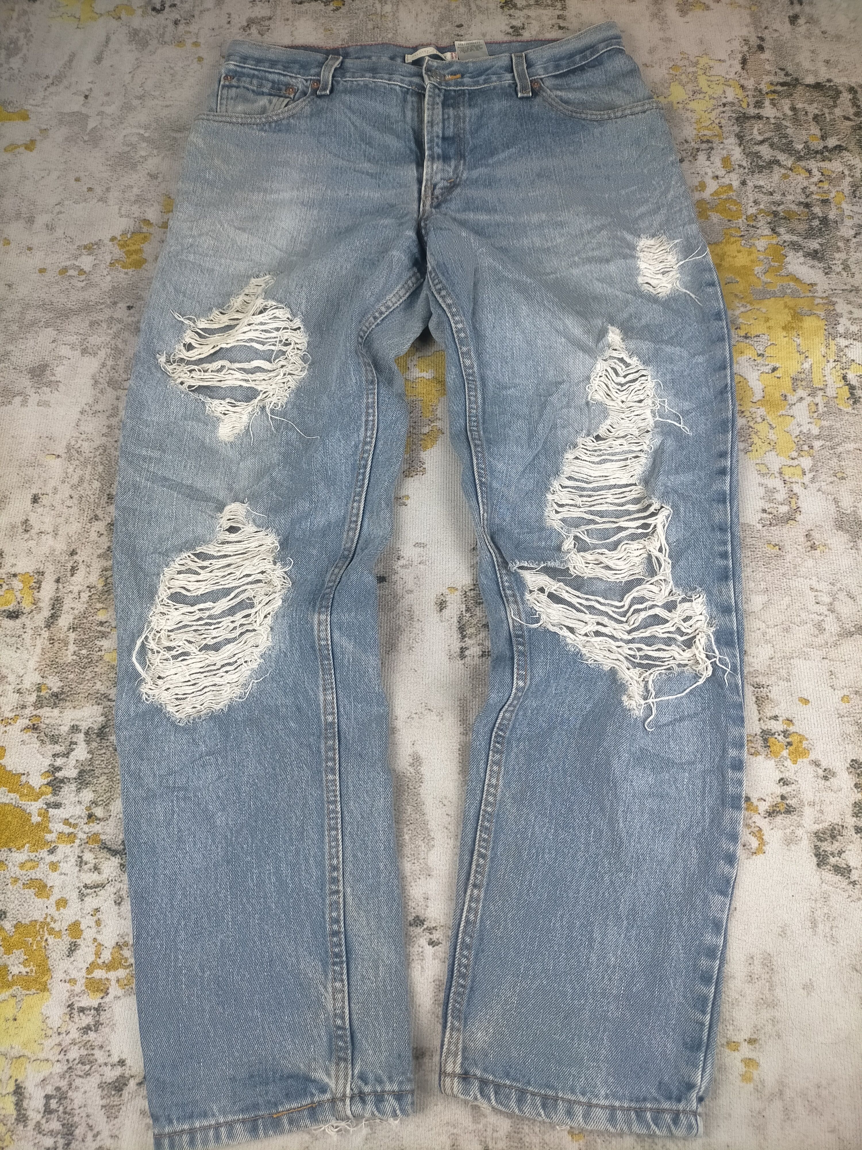 Levi's 🔥90s Levis 550 Grunge Distressed Stone Wash Jeans Size US 32 / EU 48 - 1 Thumbnail