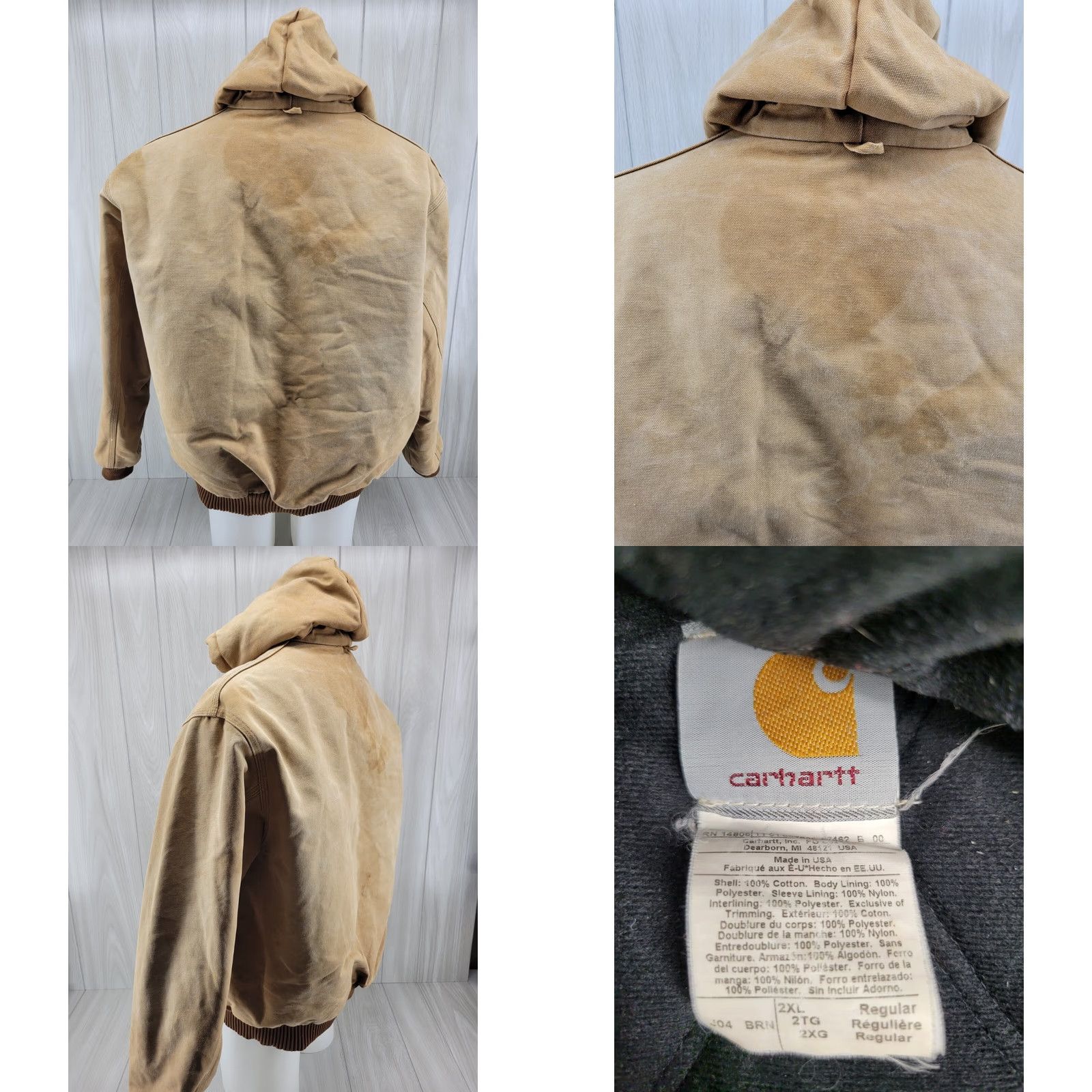 Carhartt VINTAGE Carhartt Jacket Mens 2XL Brown J04 Full Zip Hooded Workwear Bomber 90s Active Mens Size US XXL / EU 58 / 5 - 8 Thumbnail