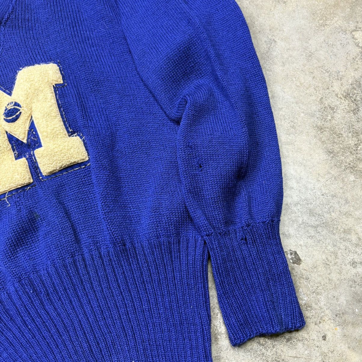 Vintage vintage 50s 60s v neck neck pullover blue knitted sweater Size US M / EU 48-50 / 2 - 4 Thumbnail