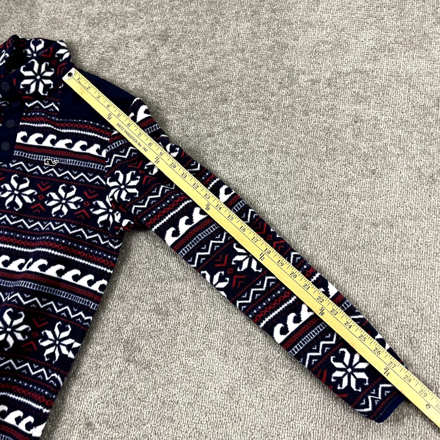 Vineyard Vines VINEYARD VINES Sweater Women XS Blue White Fleece Fair Isle Nordic Snap Pullover Size XS / US 0-2 / IT 36-38 - 7 Thumbnail