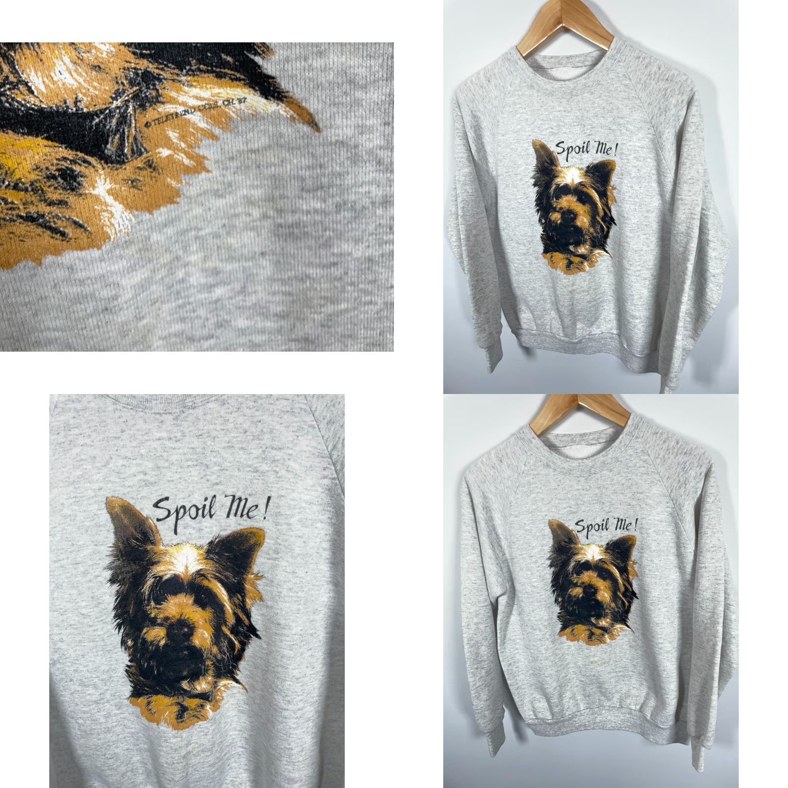 Vintage VINTAGE Yorkshire Terrier Spoil Sweatshirt Shirt Womens Adult Medium Heather Gray Raglan Sleeves 80s Dog Size M / US 6-8 / IT 42-44 - 8 Thumbnail