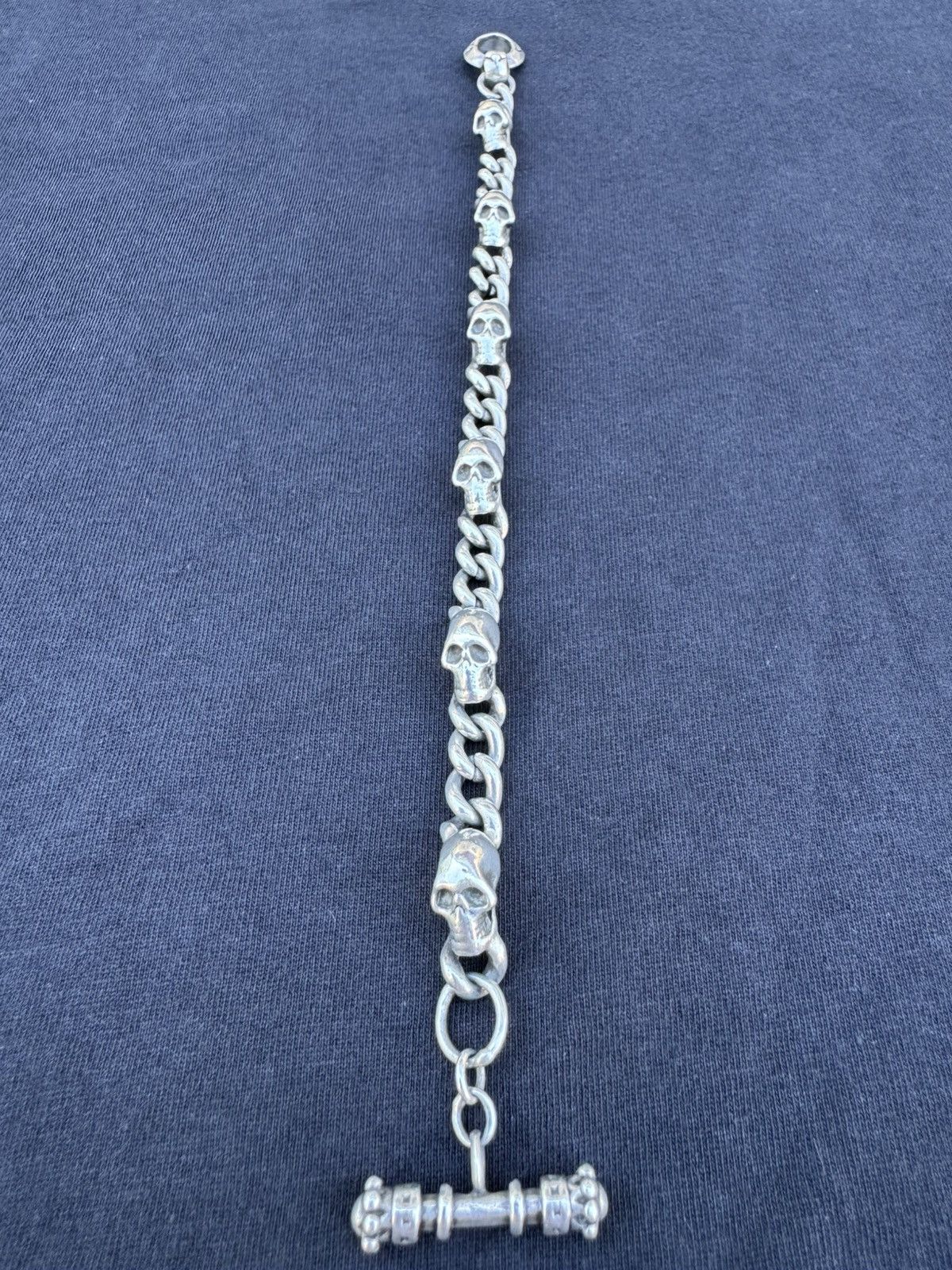 King Baby Studio KING BABY STUDIO 9" Small Skull Link Bracelet - .925 Silver Size ONE SIZE - 3 Thumbnail