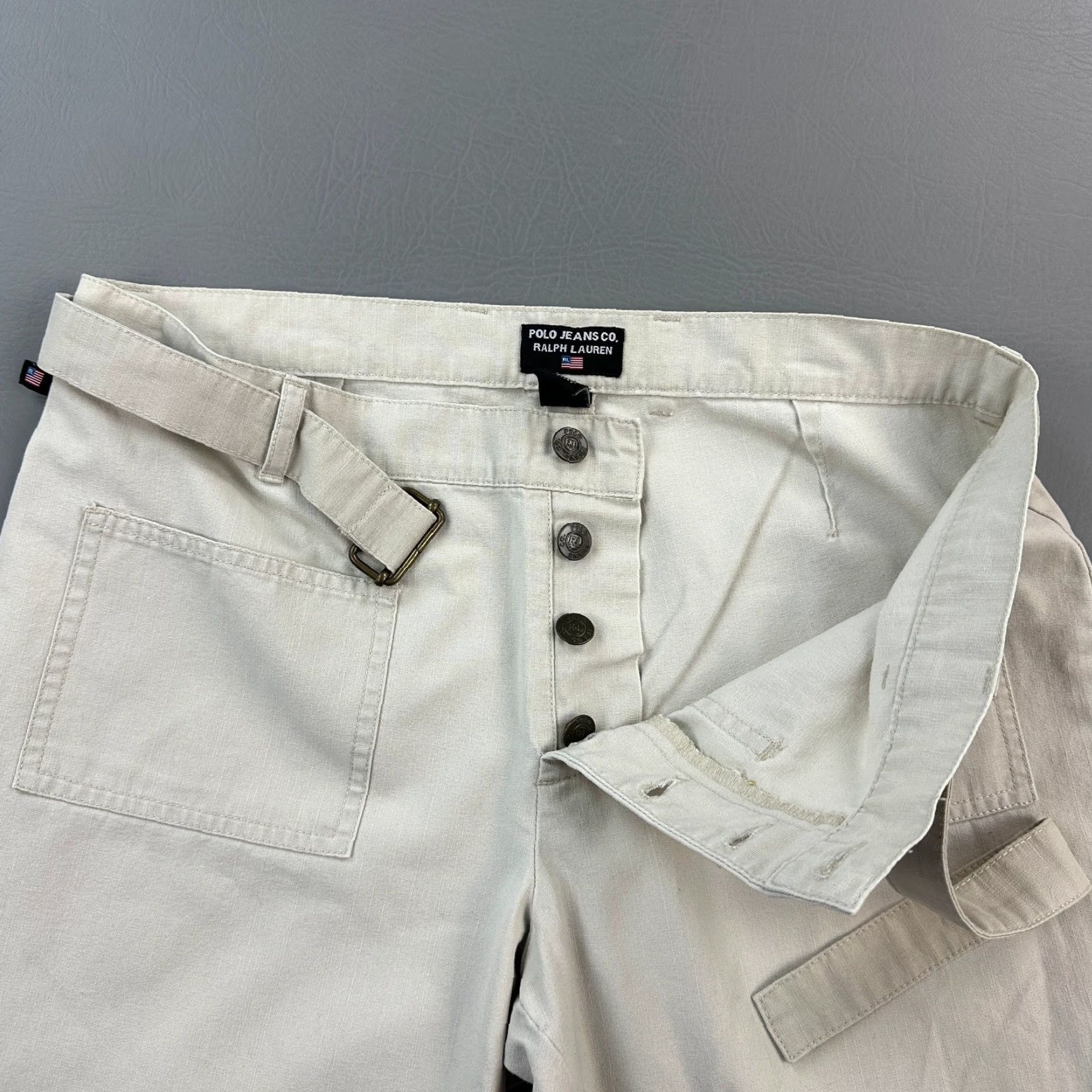 Ralph Lauren VINTAGE Polo Jeans Co Ralph Lauren Pants Women’s 10 Beige Cropped Belted Y2K Size 32" / US 10 / IT 46 - 7 Thumbnail