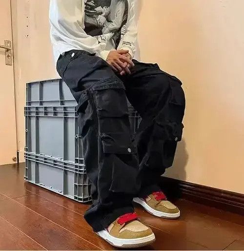Japanese Brand Vintage Cargo Pants Black- Streetwear Style Pants Size US 32 / EU 48 - 2 Thumbnail