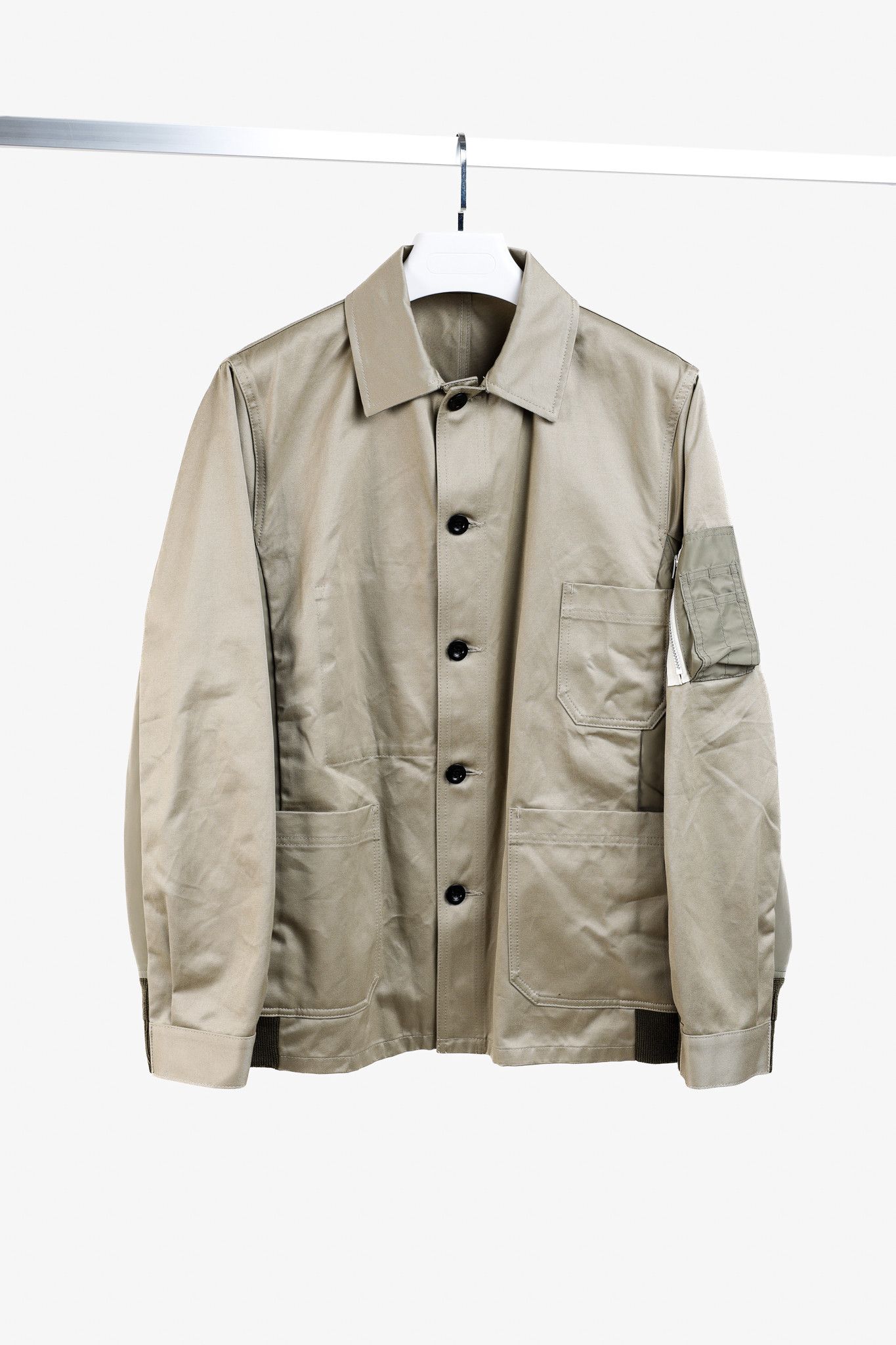 Sacai Sacai SS/24 Buttoned Long-Sleeved Brown Khaki Jacket Size US S / EU 44-46 / 1 - 1 Thumbnail
