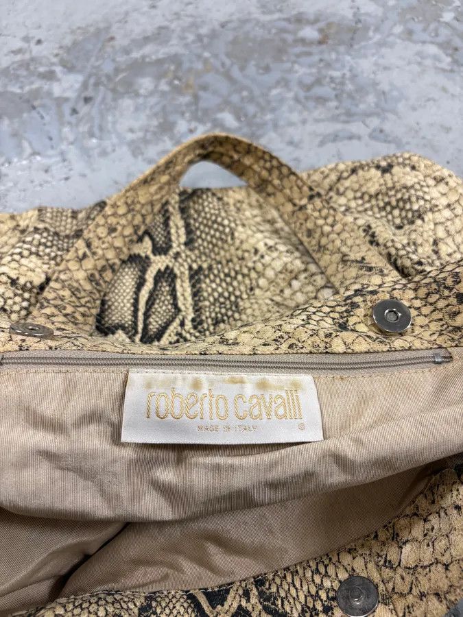 Roberto Cavalli Roberto Cavalli Beige Snake Print Handle Tote Bag Size ONE SIZE - 6 Thumbnail