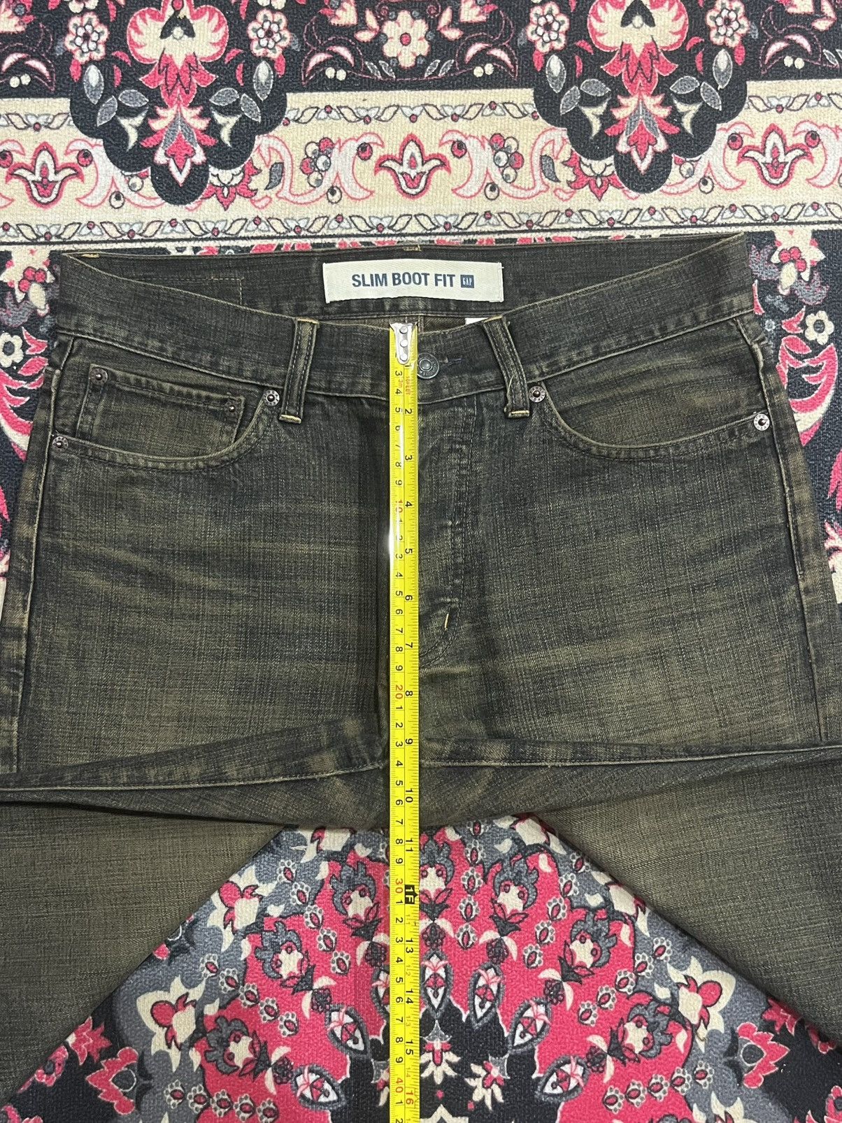 GOSTAR DE FUGA Vintage 1969 Gap Mud Washed Slim Boot Fit Buttonfly Jeans Size US 29 - 15 Thumbnail