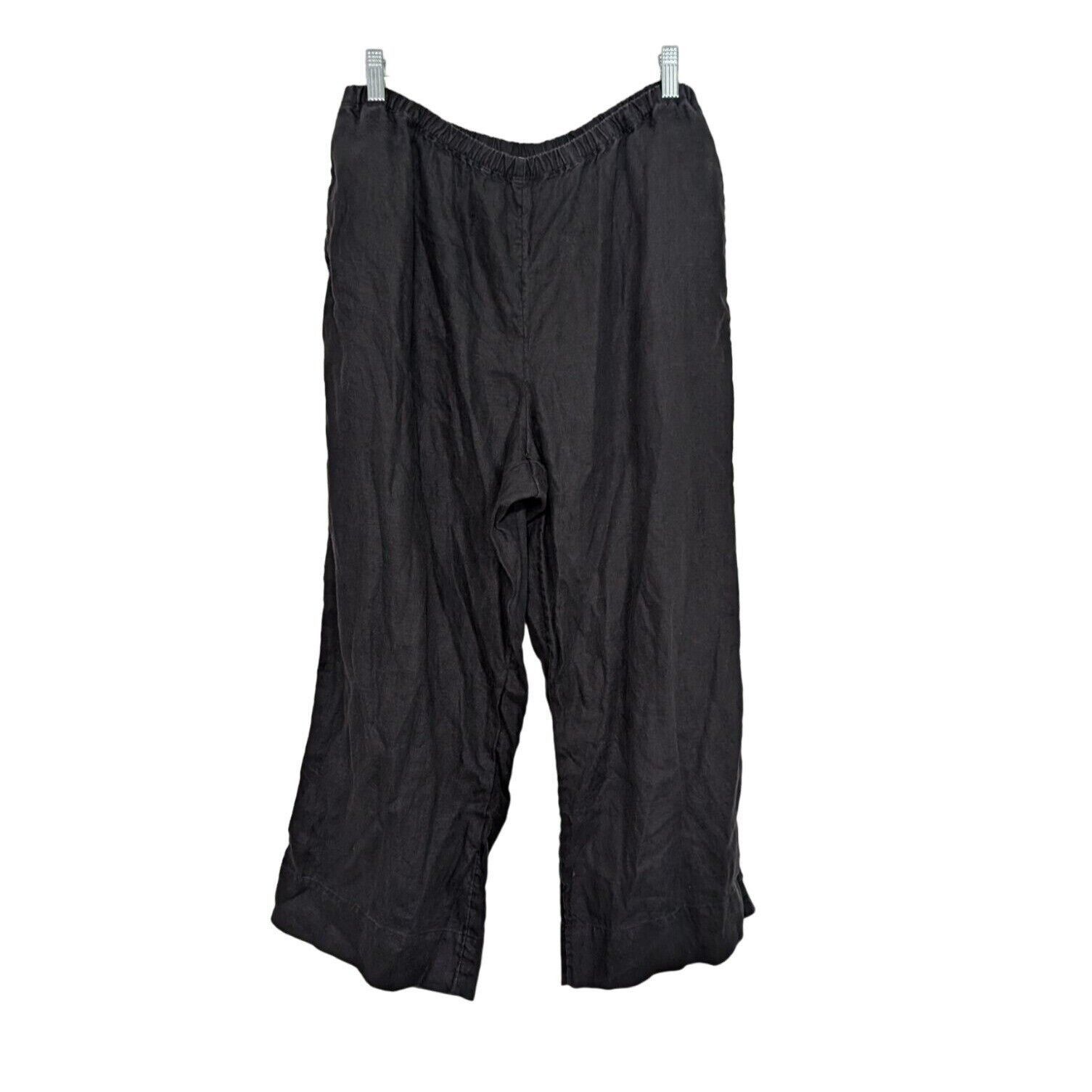 Designer J Jill Linen Pull On Pants Womens Size Large Black Elastic Size 32" / US 10 / IT 46 - 1 Thumbnail