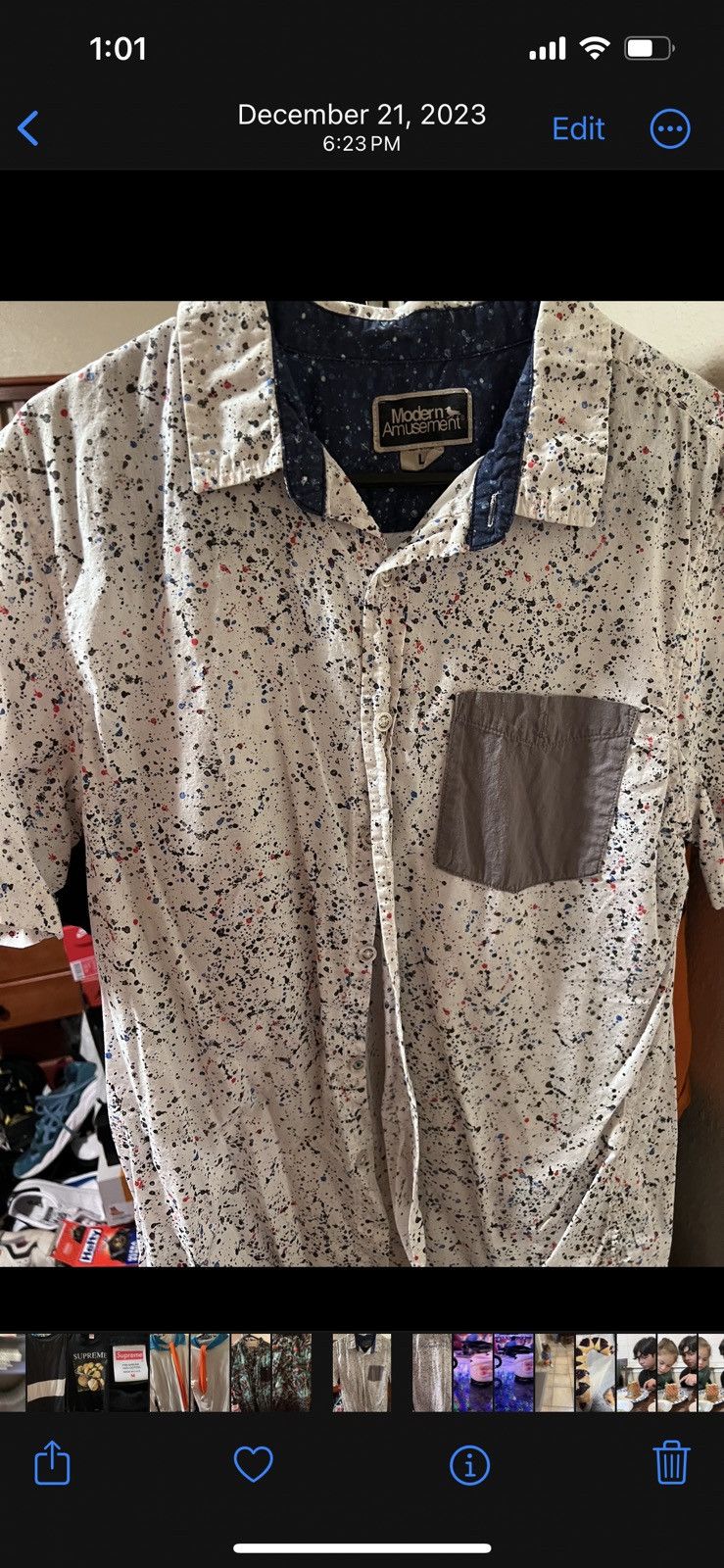 Modern Amusement Paint splatter button up modern amusement Size US L / EU 52-54 / 3 - 2 Thumbnail
