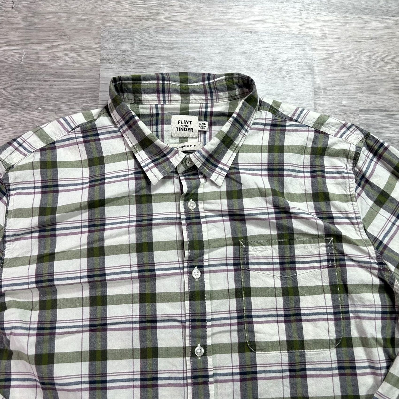 Flint And Tinder Flint and Tinder Shirt Mens 2XL Green Plaid Long Sleeve Button Up Classic Casual Size US XXL / EU 58 / 5 - 3 Thumbnail