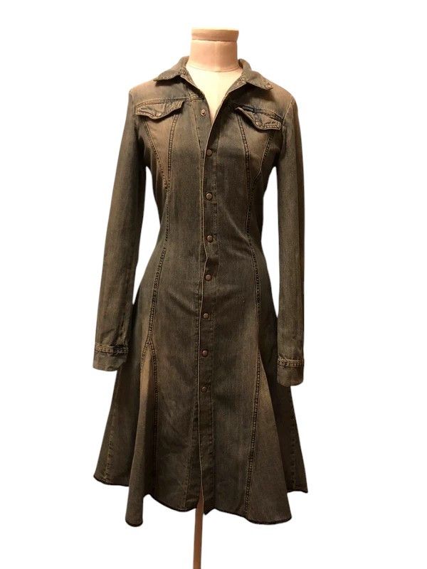 Diesel Diesel Fitted Denim Shirt Dress with Flared Hem, Early 2000s Size S / US 4 / IT 40 - 1 Thumbnail