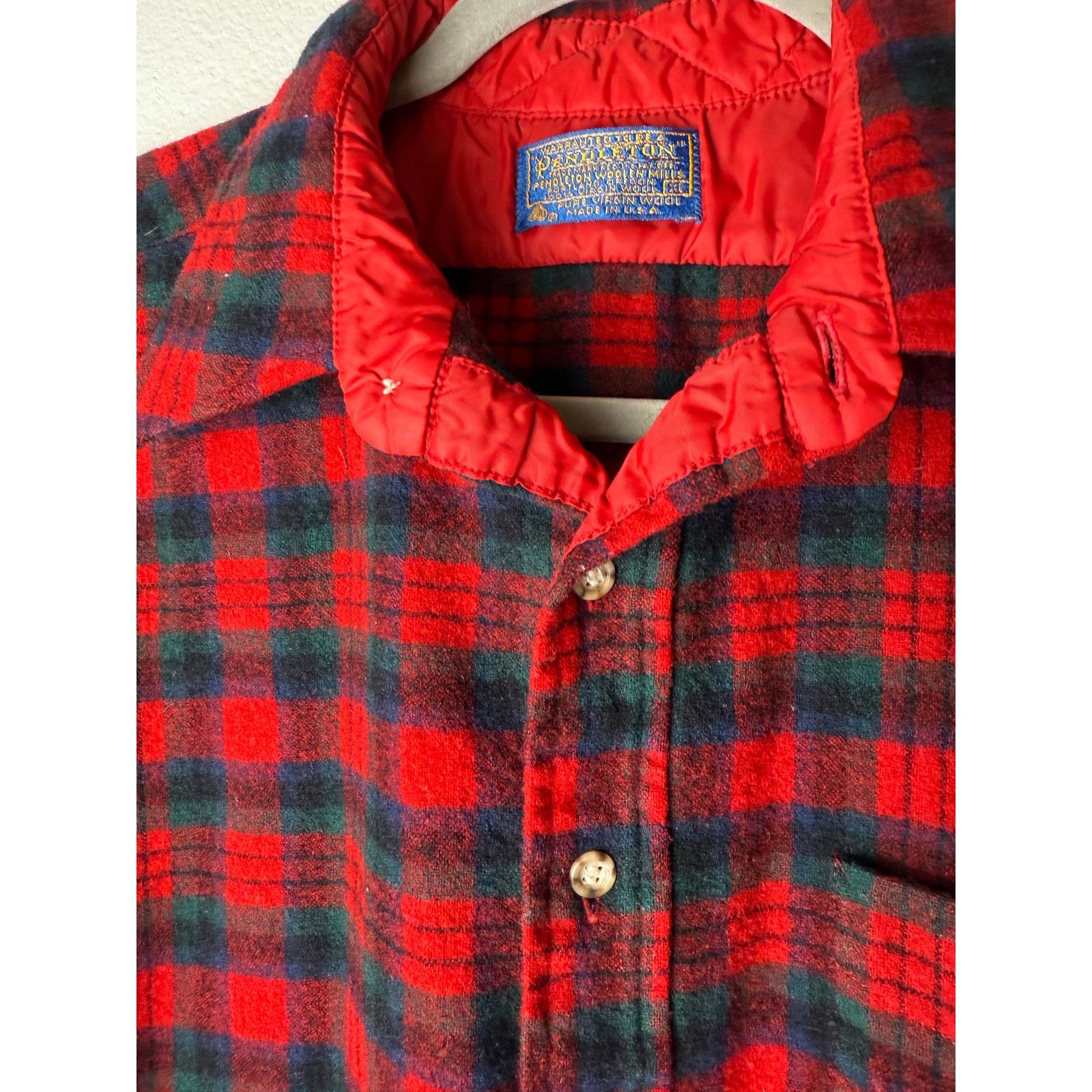 Pendleton Vintage Pendleton XL Flannel Shirt Red Tartan Plaid 100%Wool Size US XL / EU 56 / 4 - 4 Thumbnail