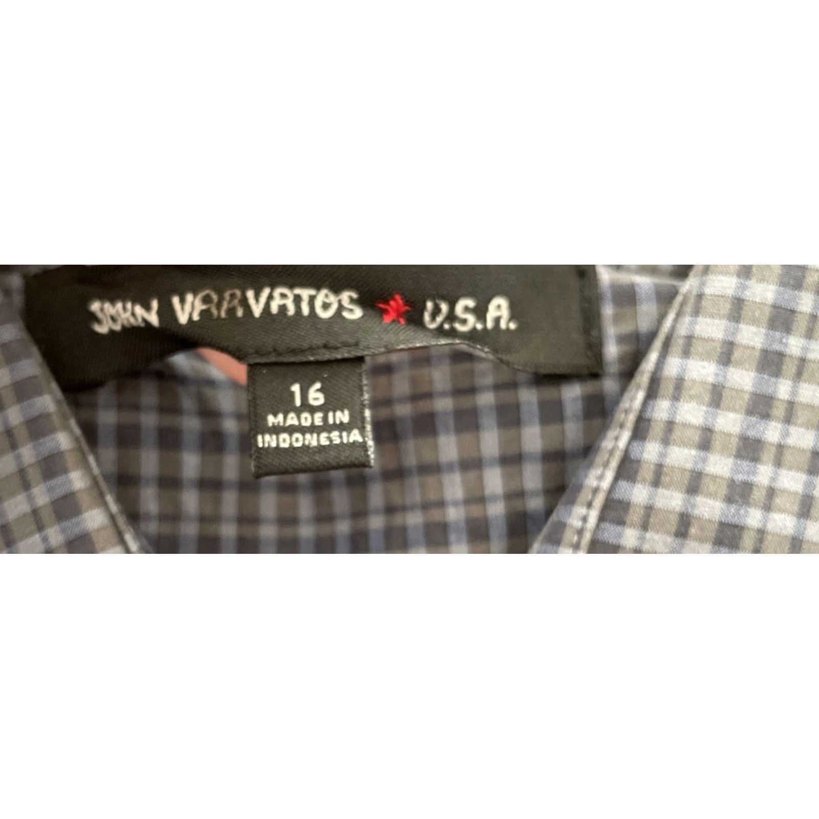 John Varvatos John Varvatos USA Mens Navy Blue Plaid Button Down Dress Shirt 16 Regular Cotton Multicolor Long Sleeve Button-Up Collared Shirt Mens Size 42R - 3 Thumbnail