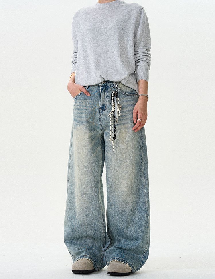 Jean American retro cleanfit washed distressed jeans for men Size US 32 / EU 48 - 5 Thumbnail