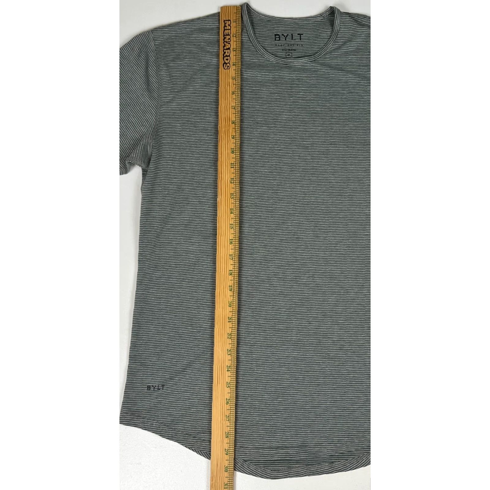 Vintage BYLT Men’s Drop Cut Short Sleeve Tee Striped Sz M Shirt Athletic Gray Size US 31 - 7 Thumbnail