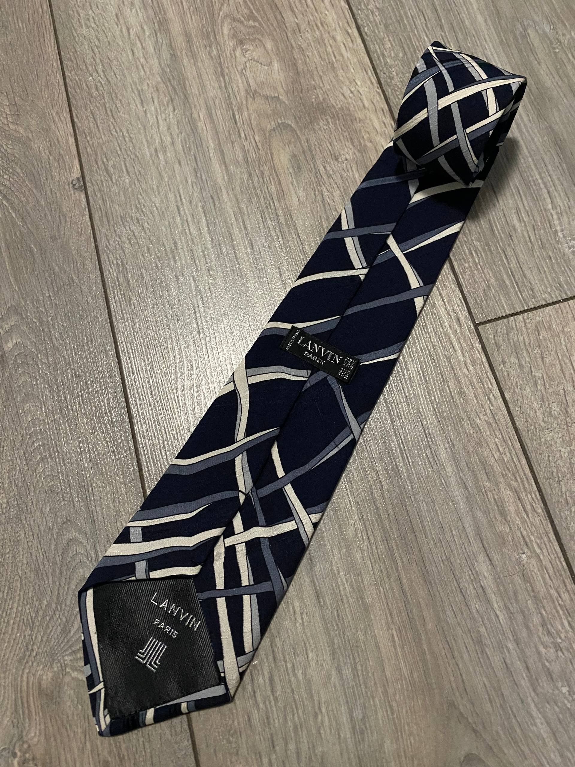 Lanvin Lanvin Paris Tie Stripes Monogram 100% Silk Made In France Size ONE SIZE - 2 Thumbnail