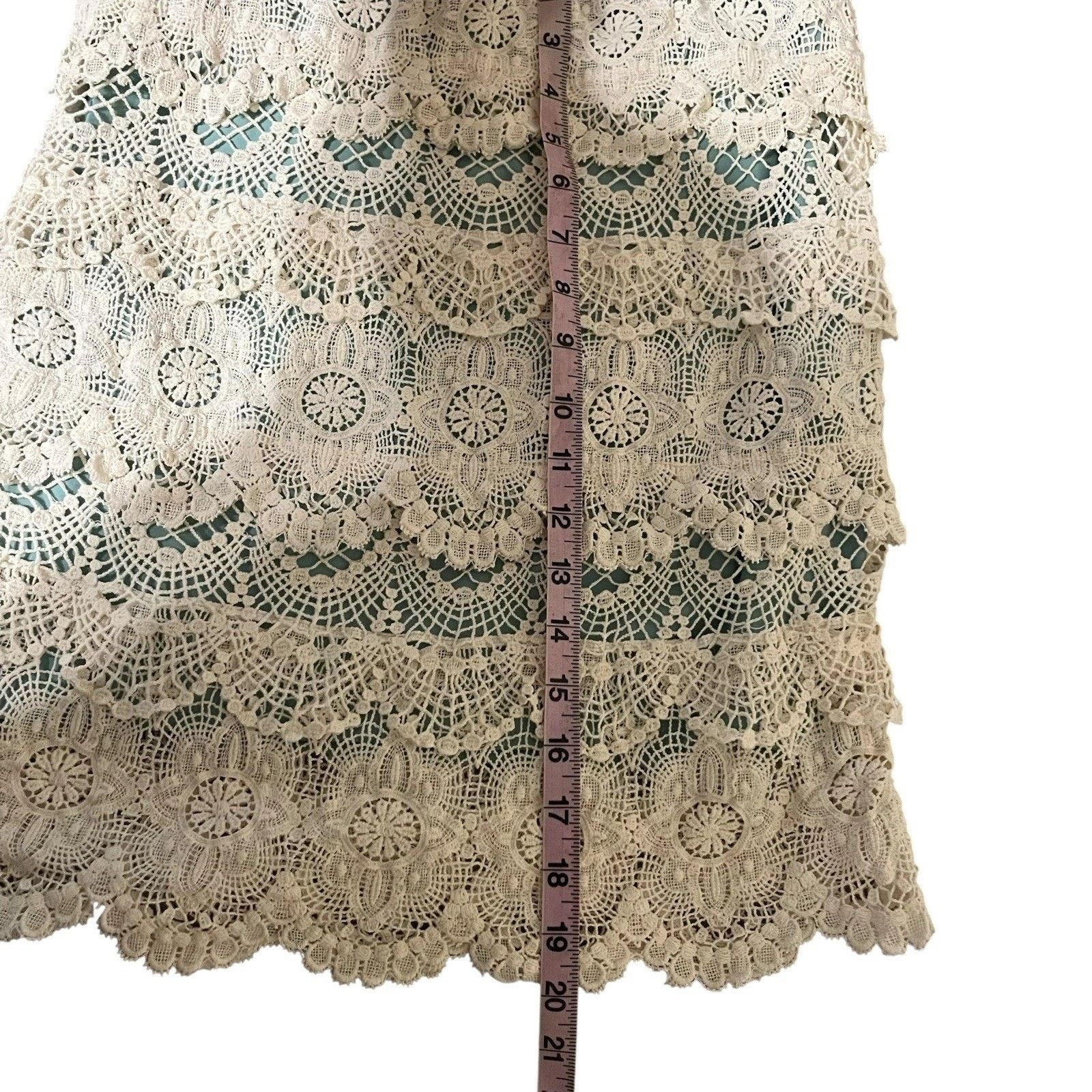 Anthropologie Comme Toi | Crochet Lace Tiered Skirt Cottagecore Croquet Size 27" / US 4 / IT 40 - 8 Thumbnail