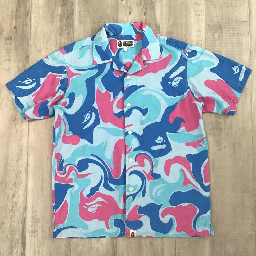 Bape BAPE MARBLE camo aloha shirt a bathing ape Size US M / EU 48-50 / 2 - 1 Thumbnail