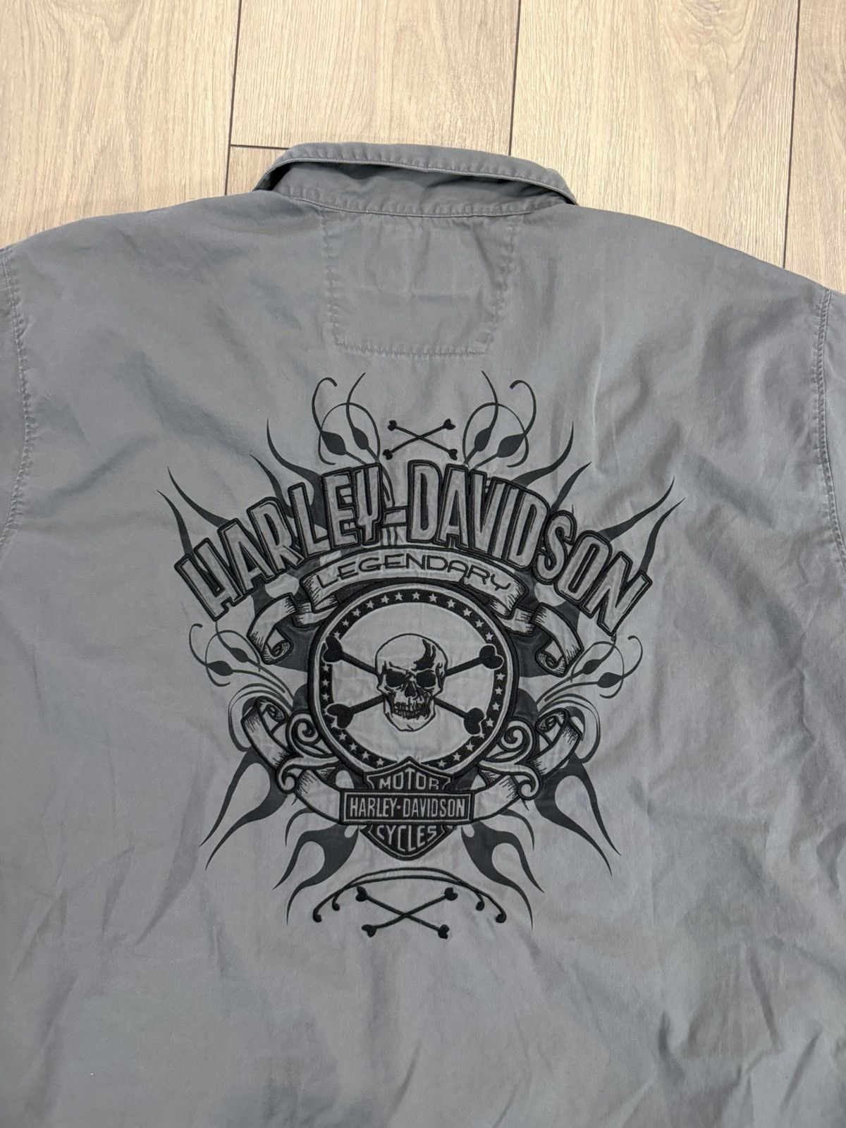 Harley Davidson Vintage Grey Harley Davidson Button-Up Shirt Size US XXL / EU 58 / 5 - 2 Thumbnail