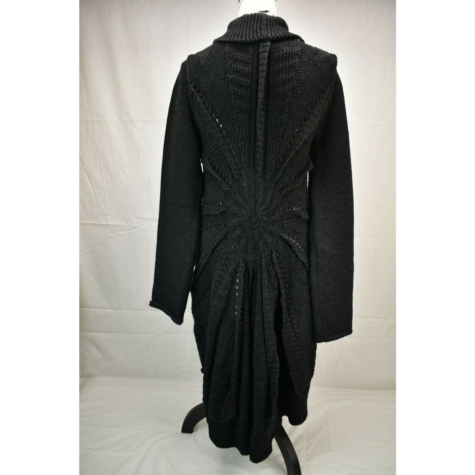 Valentino VALENTINO BLACK WOOL KNIT SWEATER LONG CARDIGAN COAT M IT Size M / US 6-8 / IT 42-44 - 4 Thumbnail