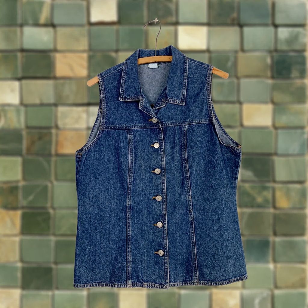 Denime VINTAGE Vivaldi Denim Vest Shirt Women M Blue 90s Western Grunge Button Up Size Medium Size 32" / US 10 / IT 46 - 1 Thumbnail