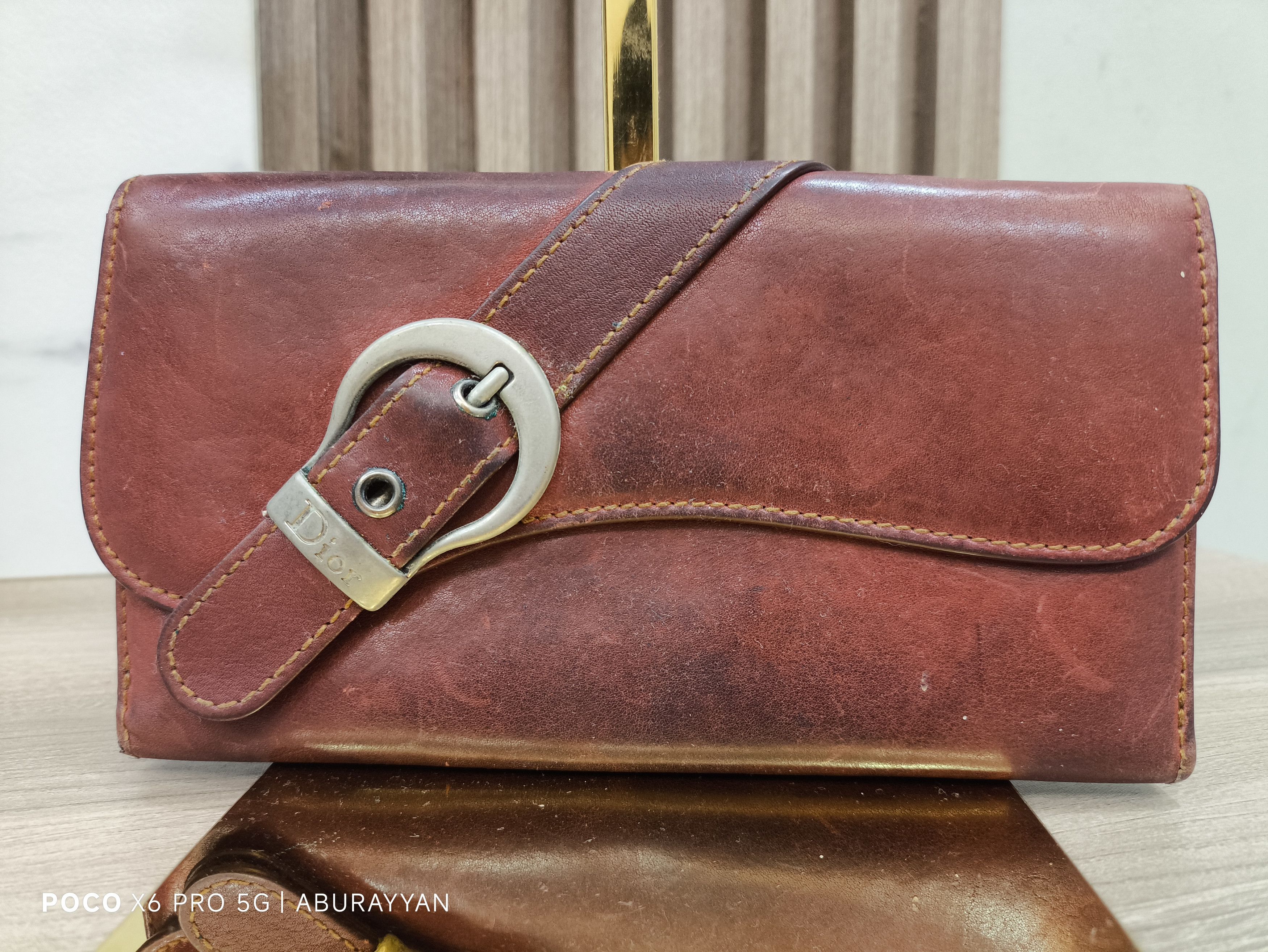 Dior Christian Dior Red Leather Vintage Gaucho Saddle Wallet Size ONE SIZE - 1 Thumbnail