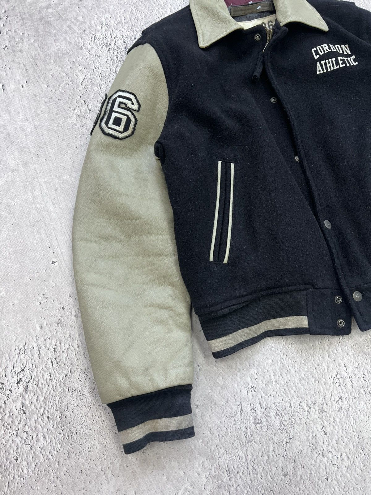 Japanese Brand × NBA Vintage 80's LEATHER Japan Leather Wool Varsity Jacket Size US L / EU 52-54 / 3 - 3 Thumbnail