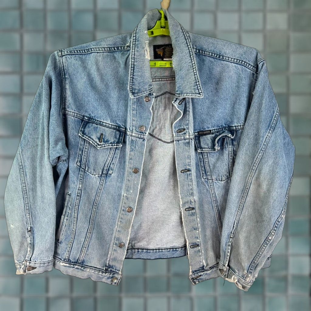 Harley Davidson VINTAGE Harley-Davidson Distressed Jean Jacket Biker Men’s Size XL Blue Classic Motorcycle Size US 36 / EU 52 - 1 Thumbnail