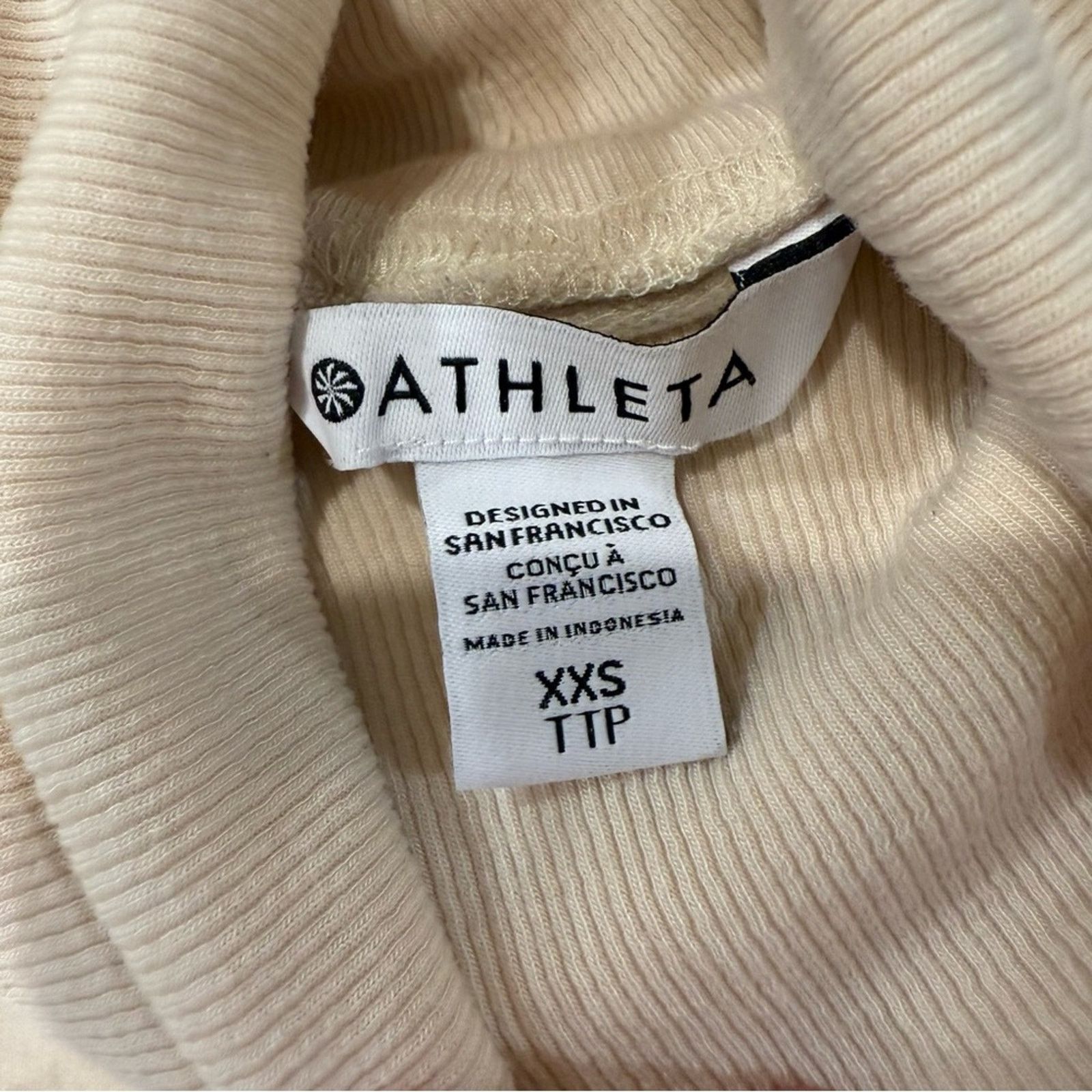 Athleta Athleta Balance Cinch Turtleneck Sweatshirt Womens XXS Cream Size XXS / US 00 / IT 34 - 8 Thumbnail