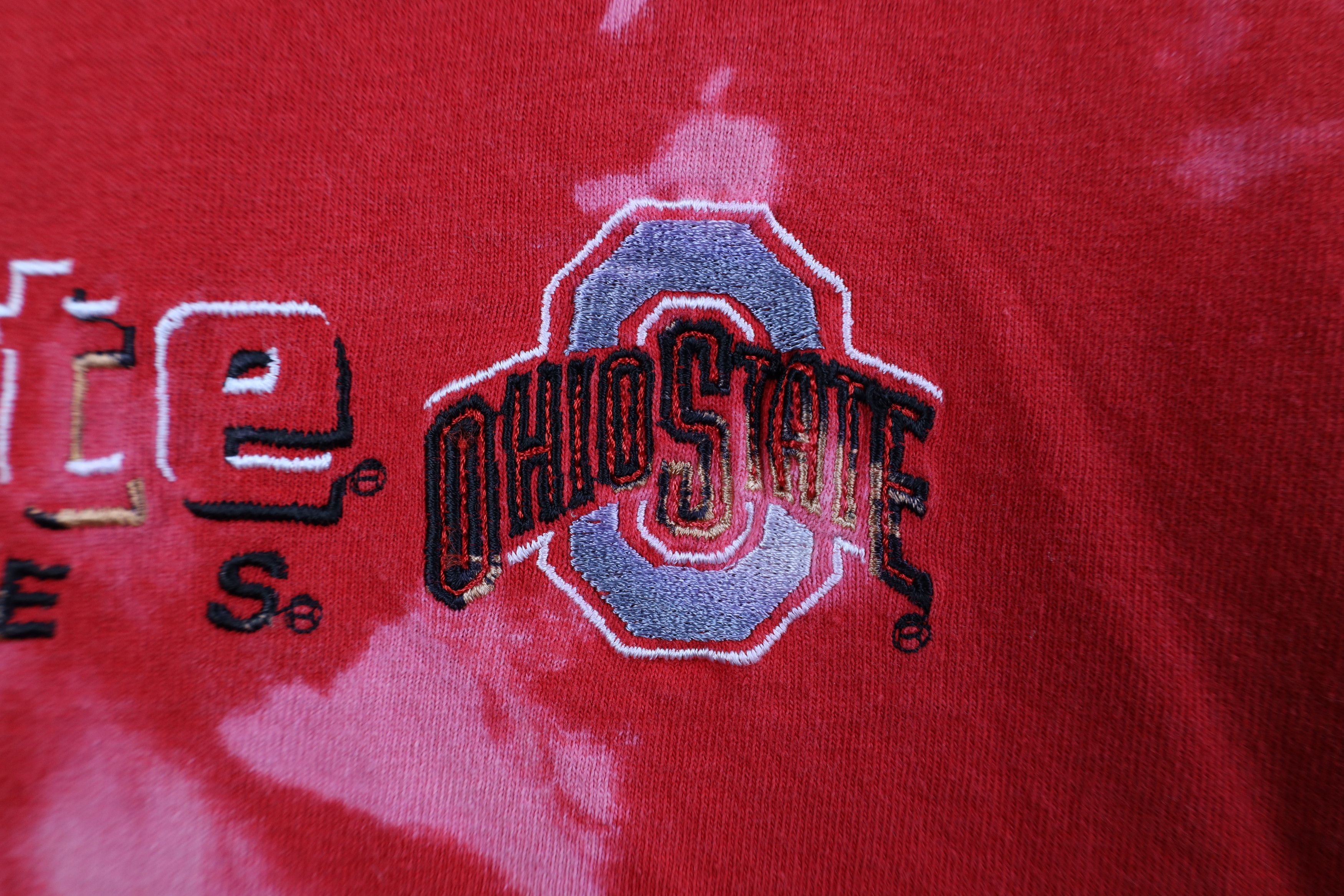 Vintage Vintage 90s Acid Spell Out Ohio State University T-Shirt Red Size US XXL / EU 58 / 5 - 5 Thumbnail