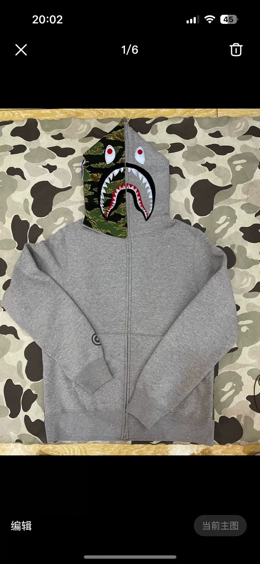 Bape Bape Gray Shark Sweatshirt Pullover Size US XL / EU 56 / 4 - 1 Thumbnail