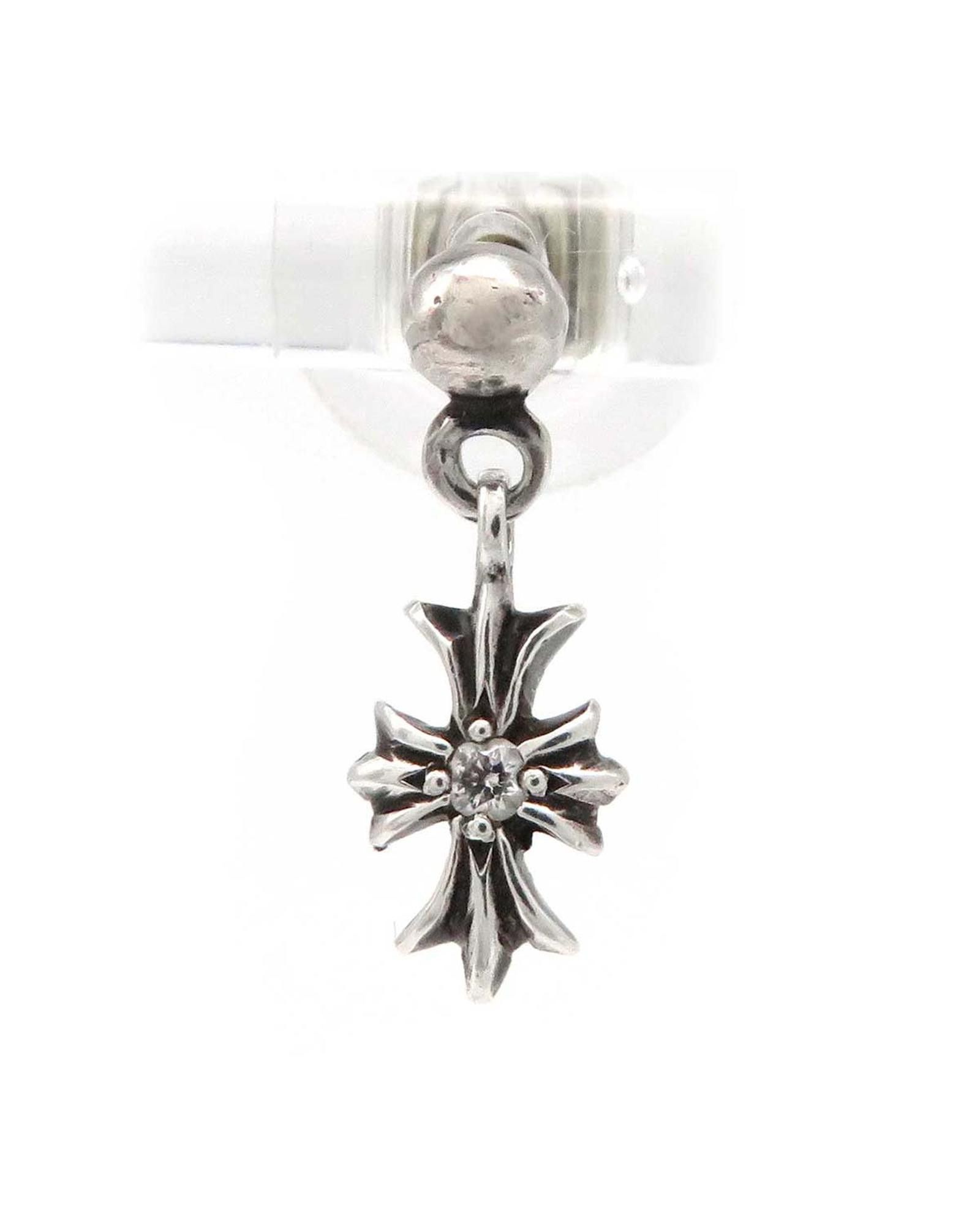 image of Silver Hanging Cross Earring By Chrome Hearts, Women's