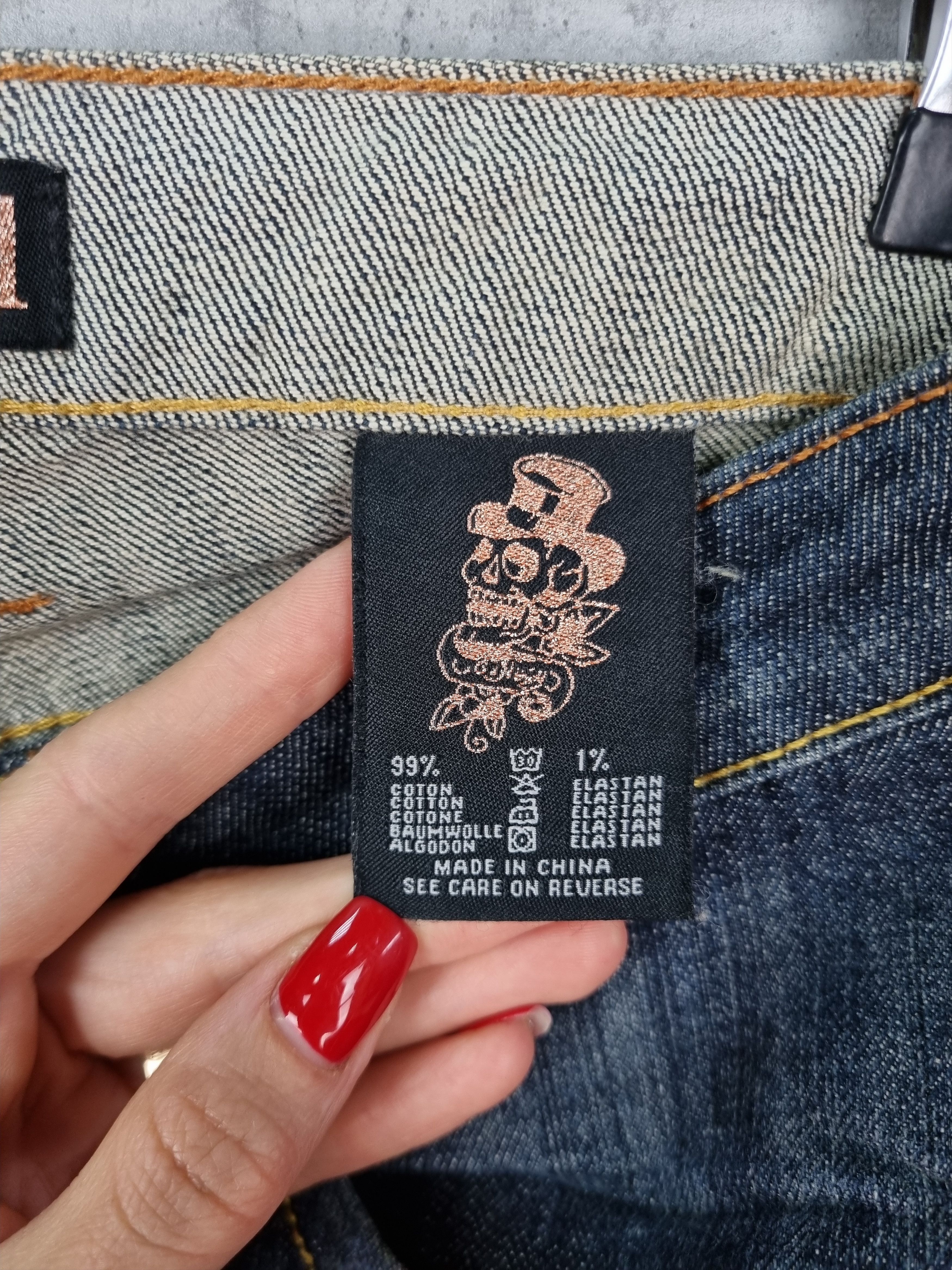 Christian Audigier × Ed Hardy Ed Hardy Knitted Skull Skinny Jeans Raw Denim Size US 31 - 13 Thumbnail