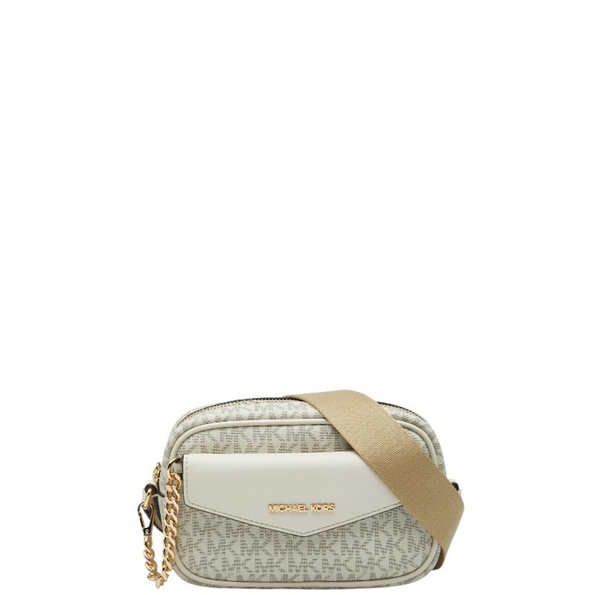 Michael Kors Michael Kors MK Signature MAISIE 2-in-1 Camera Crossbody Shoulder Bag, White/Beige Leather, Women's. Size ONE SIZE - 1 Thumbnail